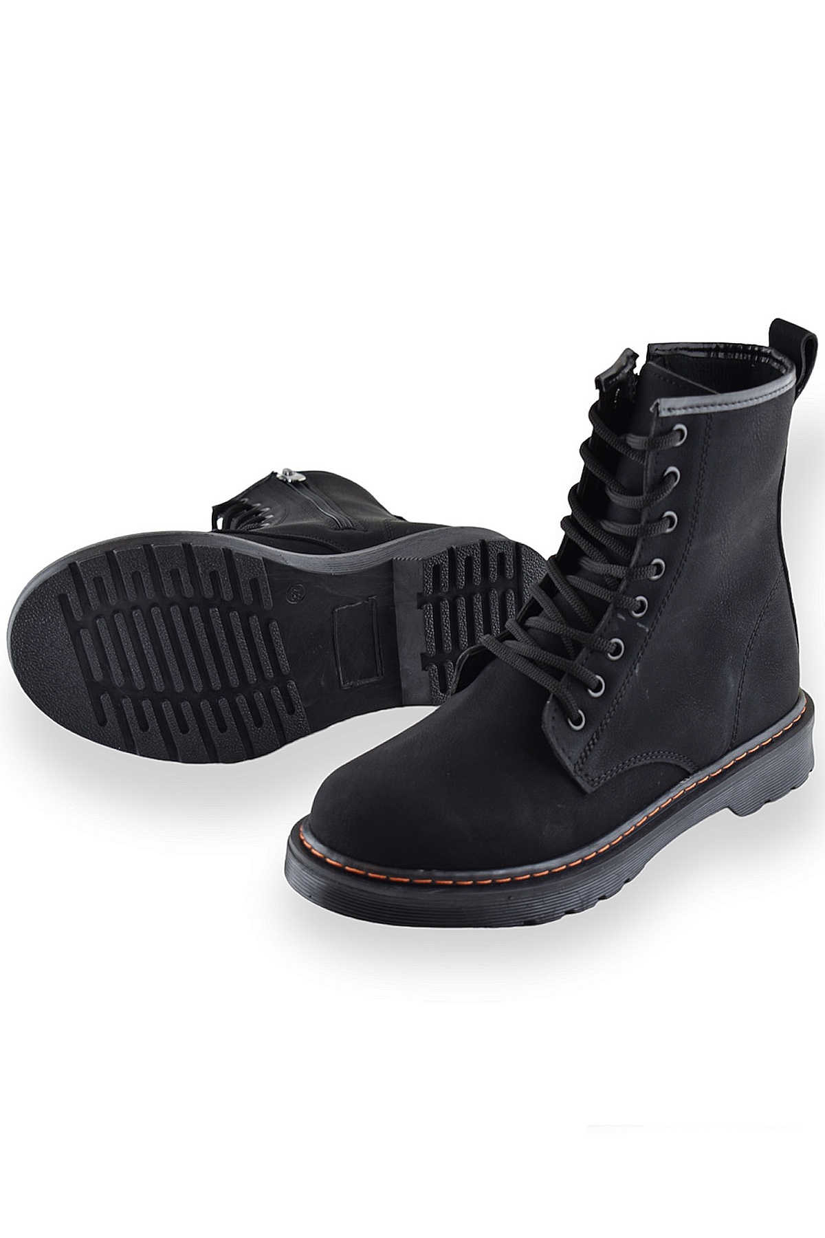 755 Günlük Bağcıklı Fermuarlı Kadın Bot Ayakkabı Postal Bayan Bot - Görsel 6