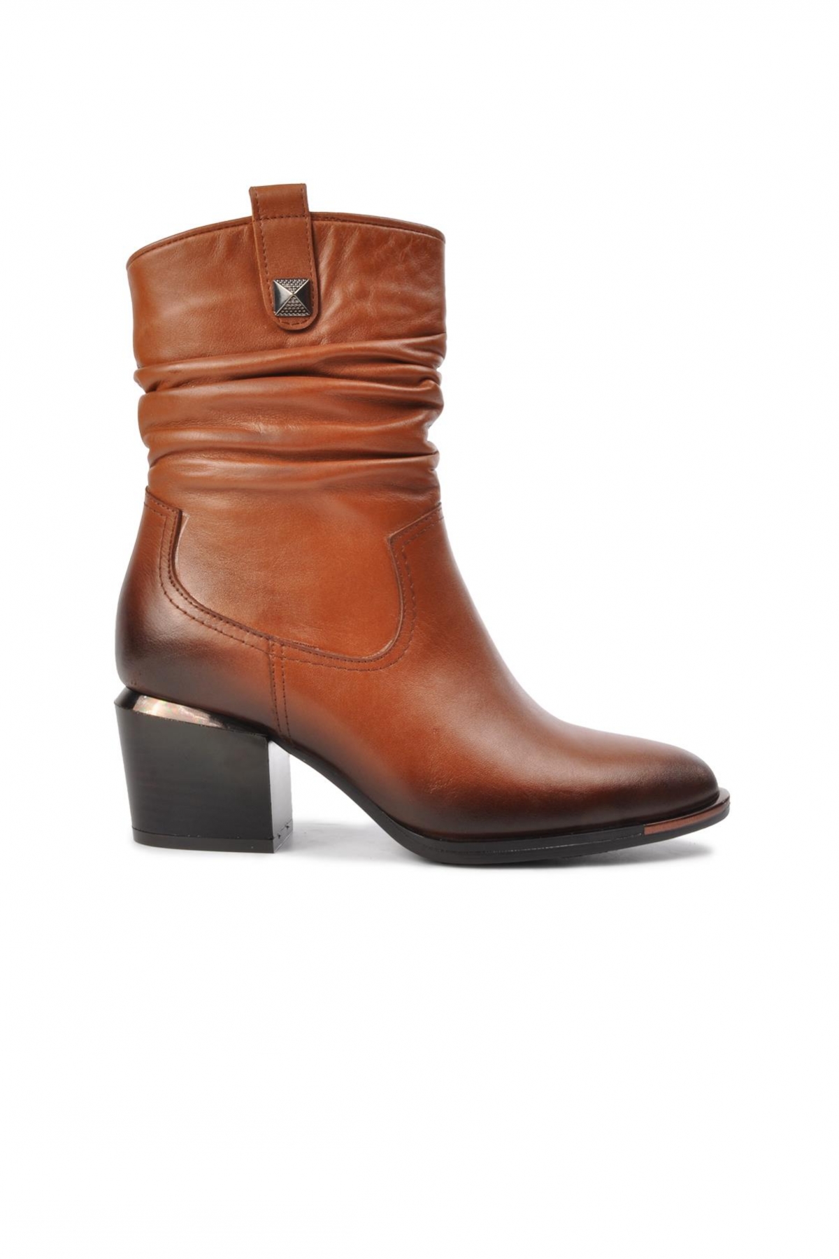 1928157 Taba Fermuarlı Hakiki Deri Kadın Bot - Görsel 2