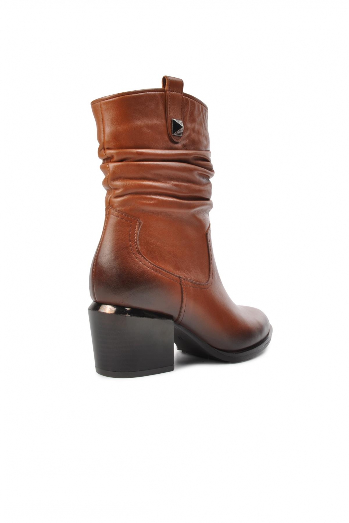 1928157 Taba Fermuarlı Hakiki Deri Kadın Bot - Görsel 5
