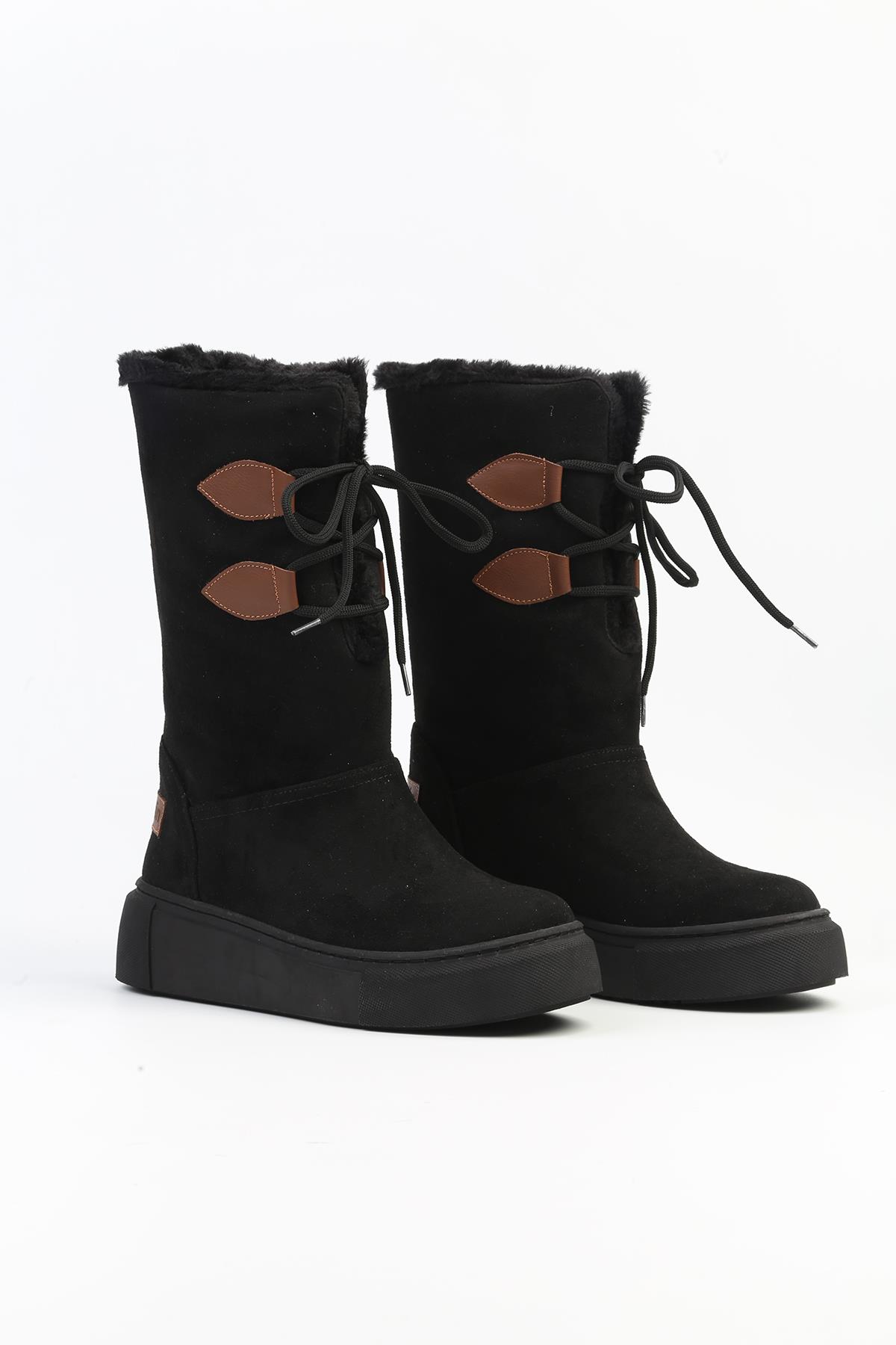 ® | PC-52405-3076 Süet Siyah - Kadın Bot - Görsel 3