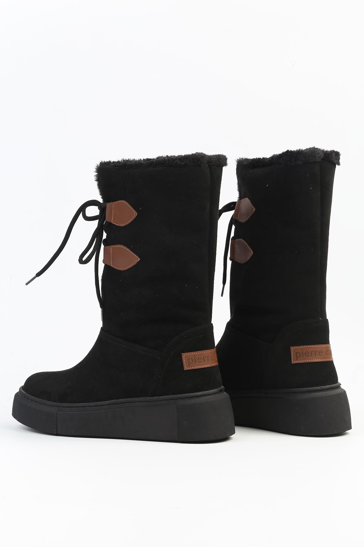 ® | PC-52405-3076 Süet Siyah - Kadın Bot - Görsel 4