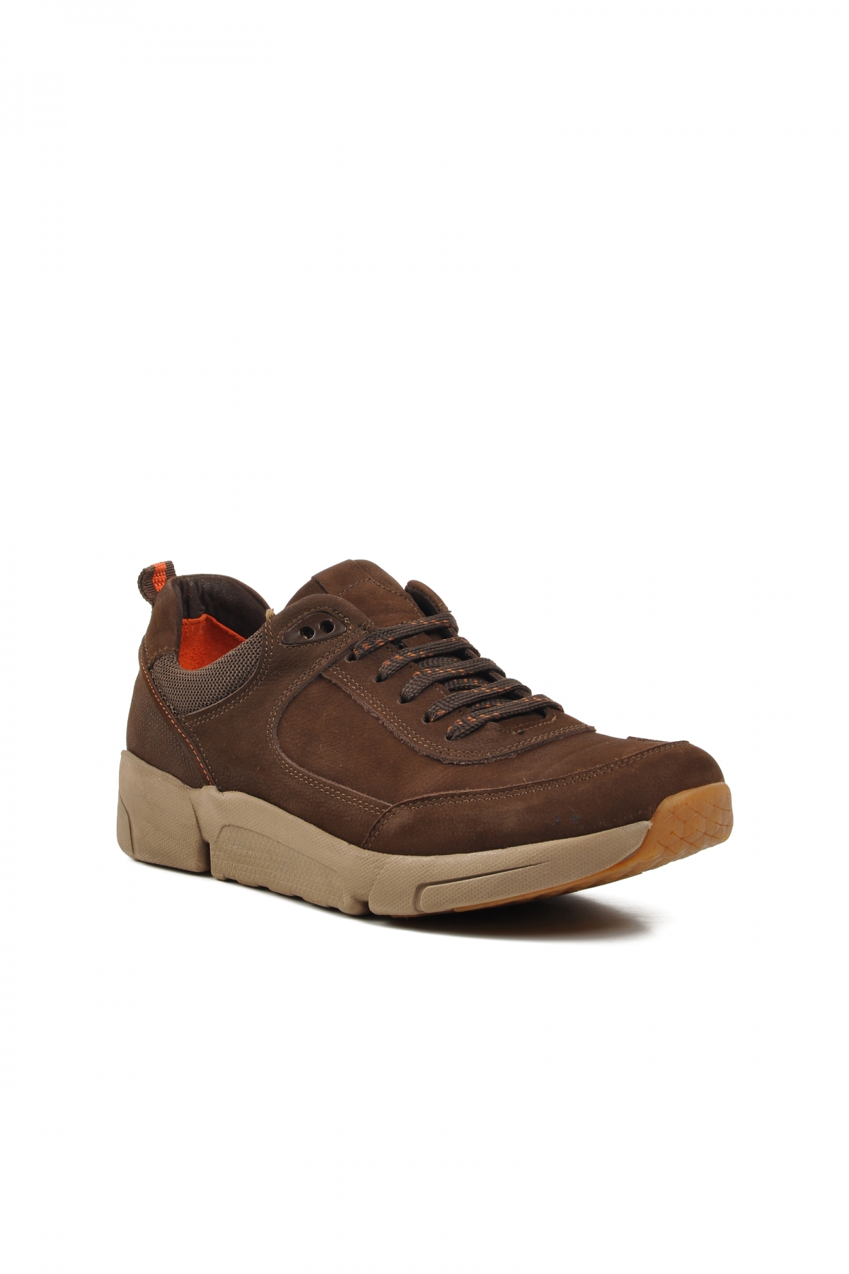 244110-3 Kahve Nubuk Hakiki Deri Erkek Casual Ayakkabı - Görsel 4
