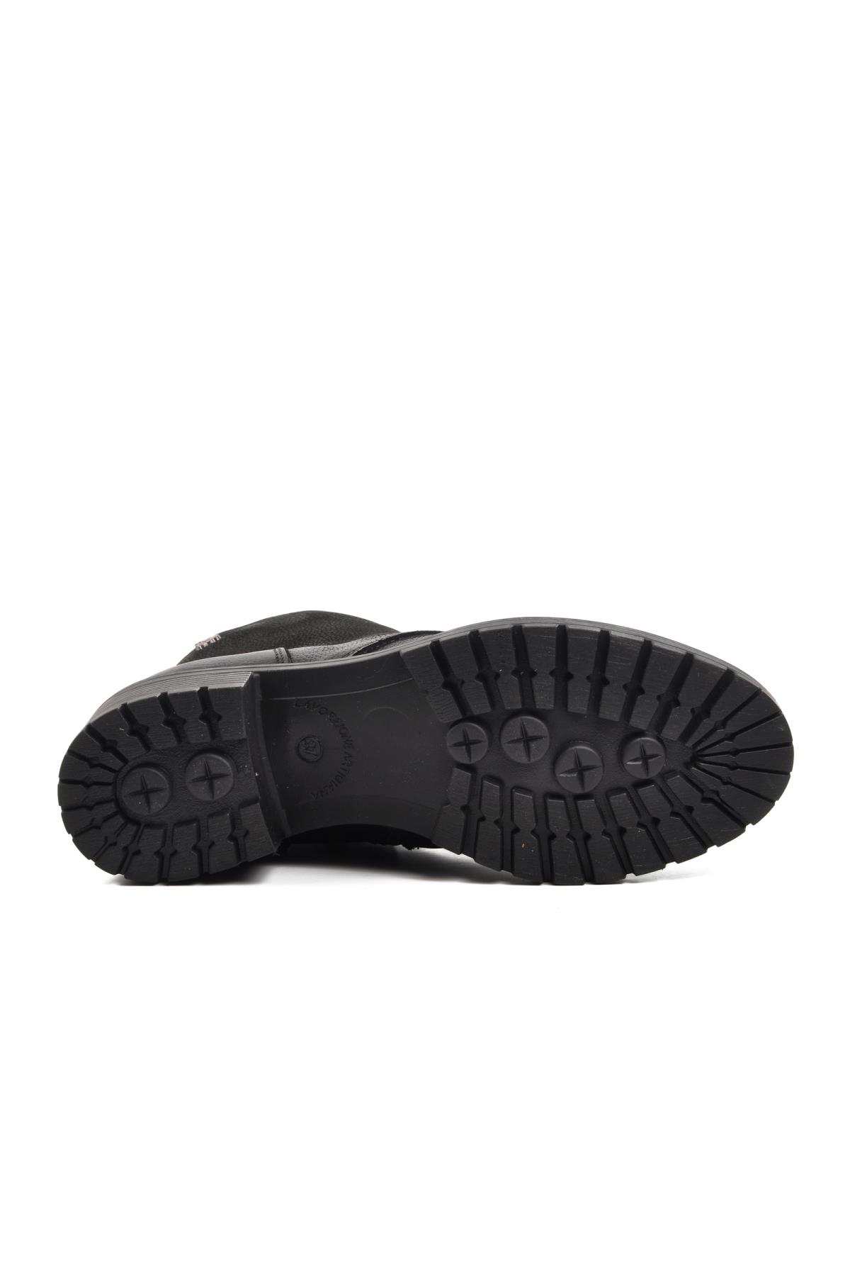 3312K Siyah Nubuk Hakiki Deri Kadın Bot - Görsel 6