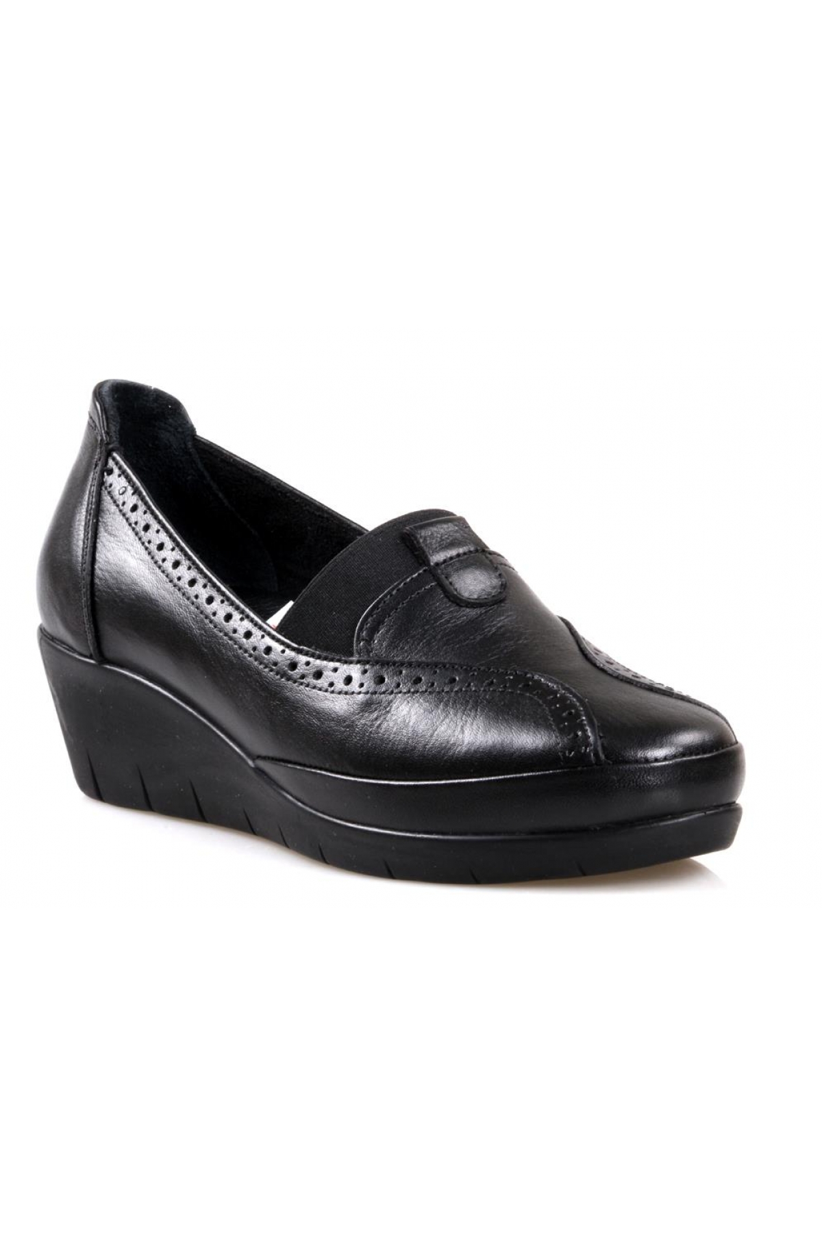 Scavia Ortapedik Comfort Siyah Deri Bayan Ayakkabı - Görsel 3