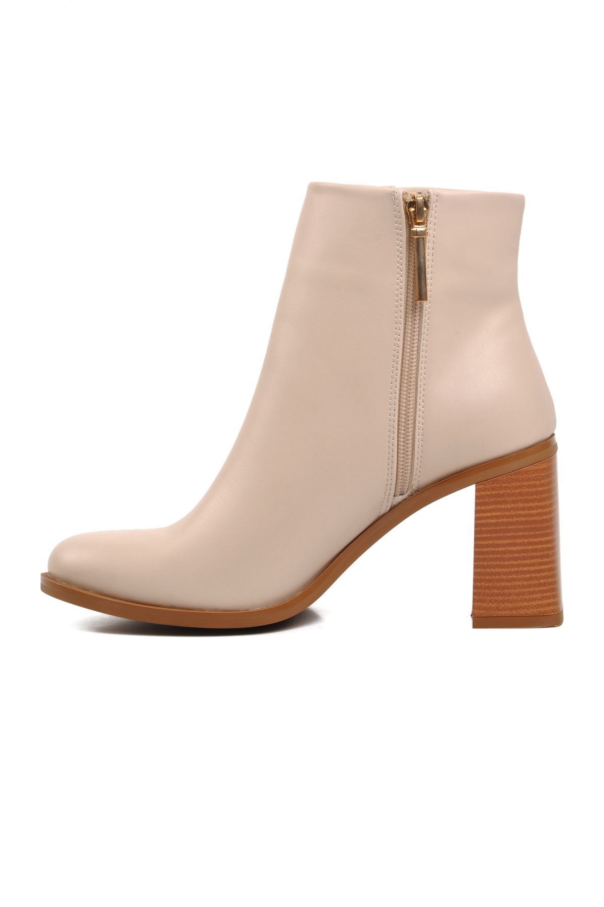 458237 Bej İçi Polarlı Kadın Topuklu Bot - Görsel 3