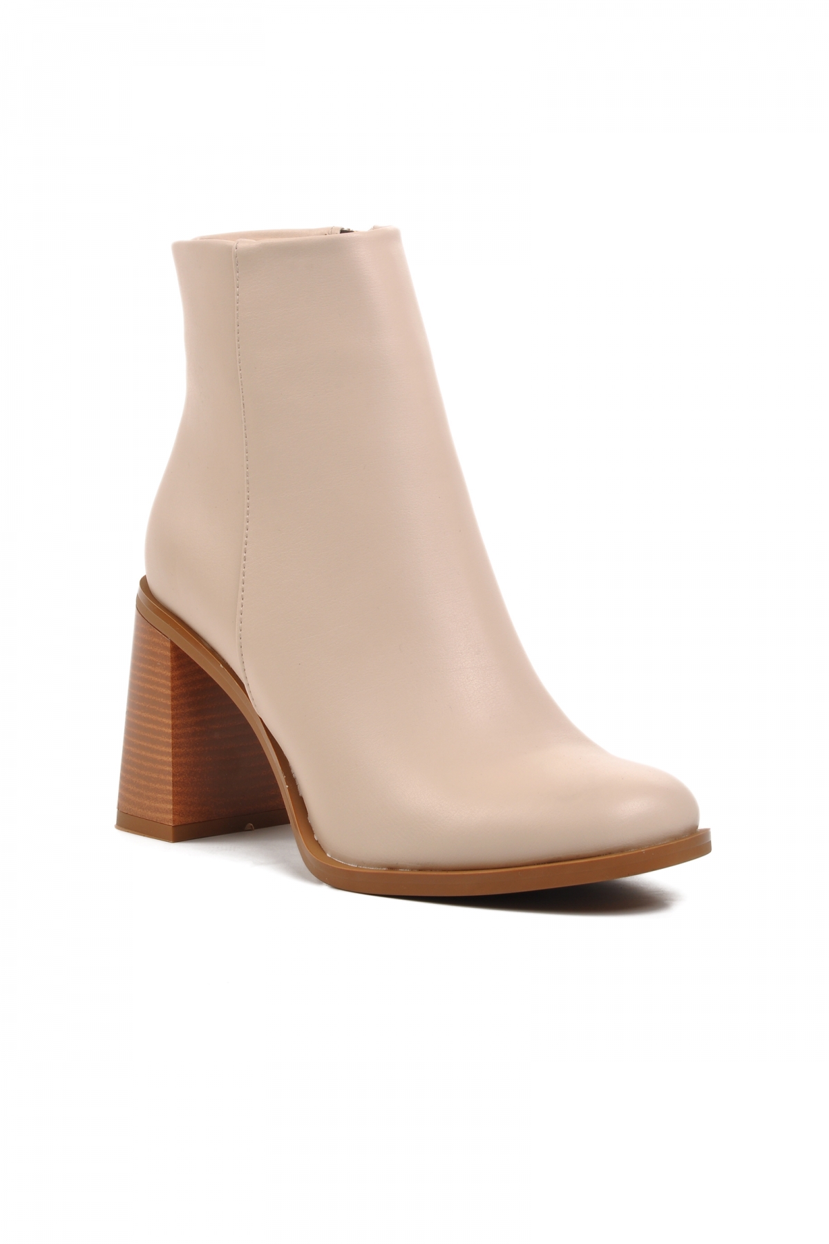 458237 Bej İçi Polarlı Kadın Topuklu Bot - Görsel 4