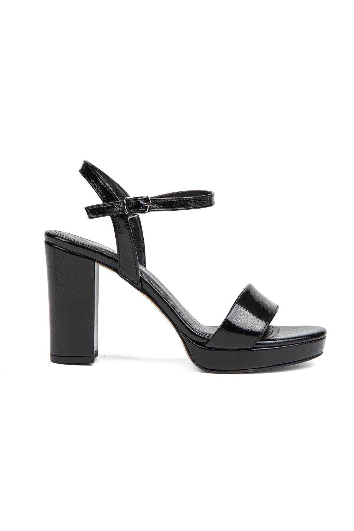 ® | PC-52370-3822 Siyah Kırışık - Kadın Topuklu Ayakkabı - Görsel 2