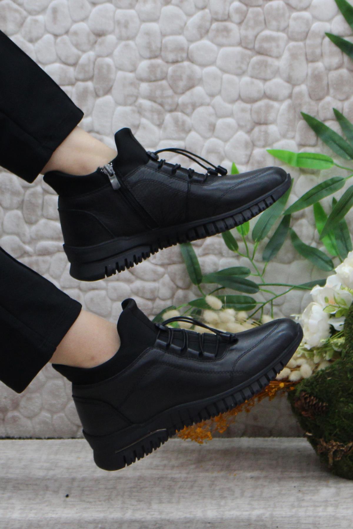 2007 Ortopedik Yumuşak Rahat Hakiki Deri Kadın Bot - Görsel 5