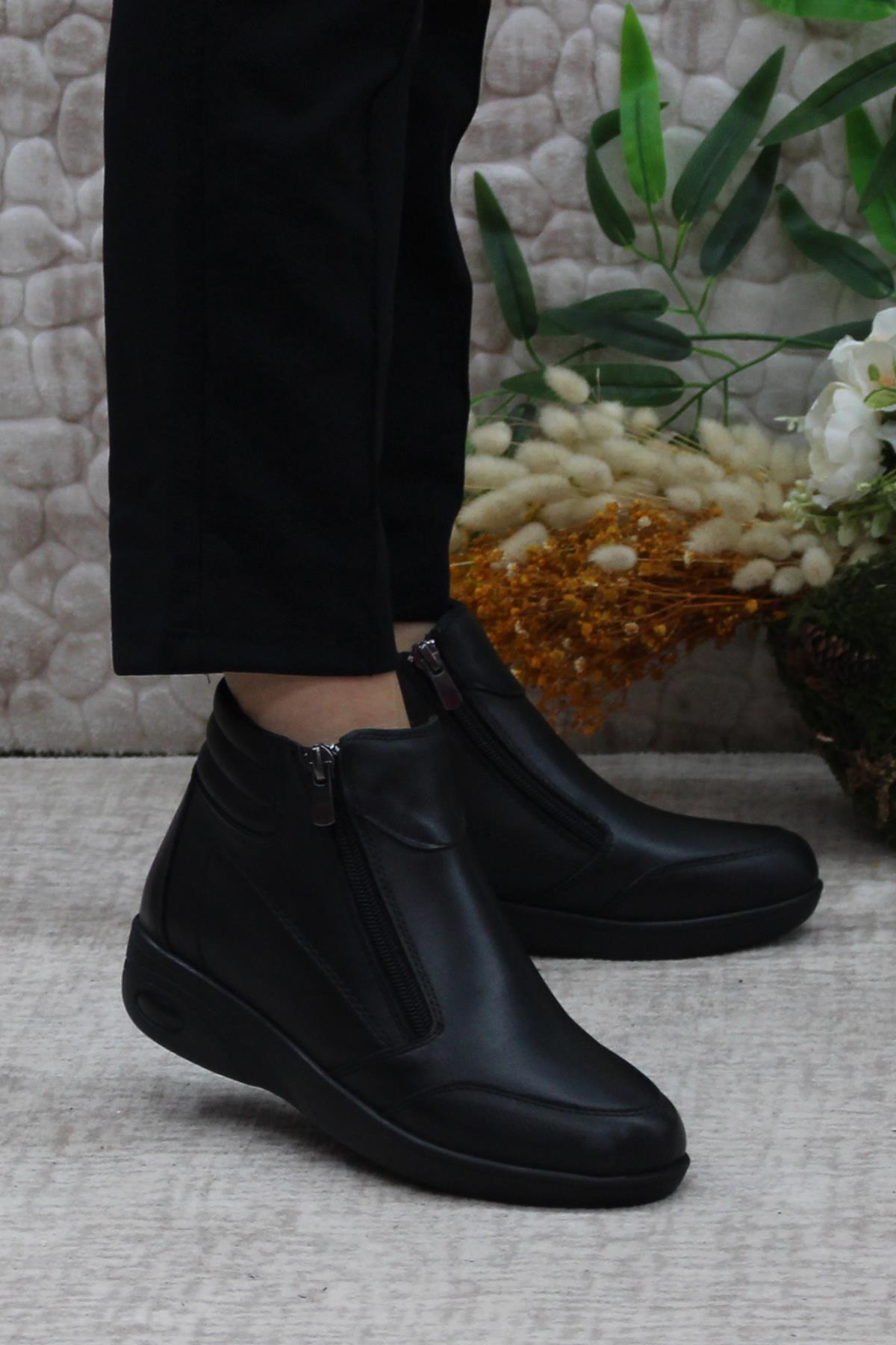 2004 Ortopedik Yumuşak Rahat Hakiki Deri Kadın Bot - Görsel 2