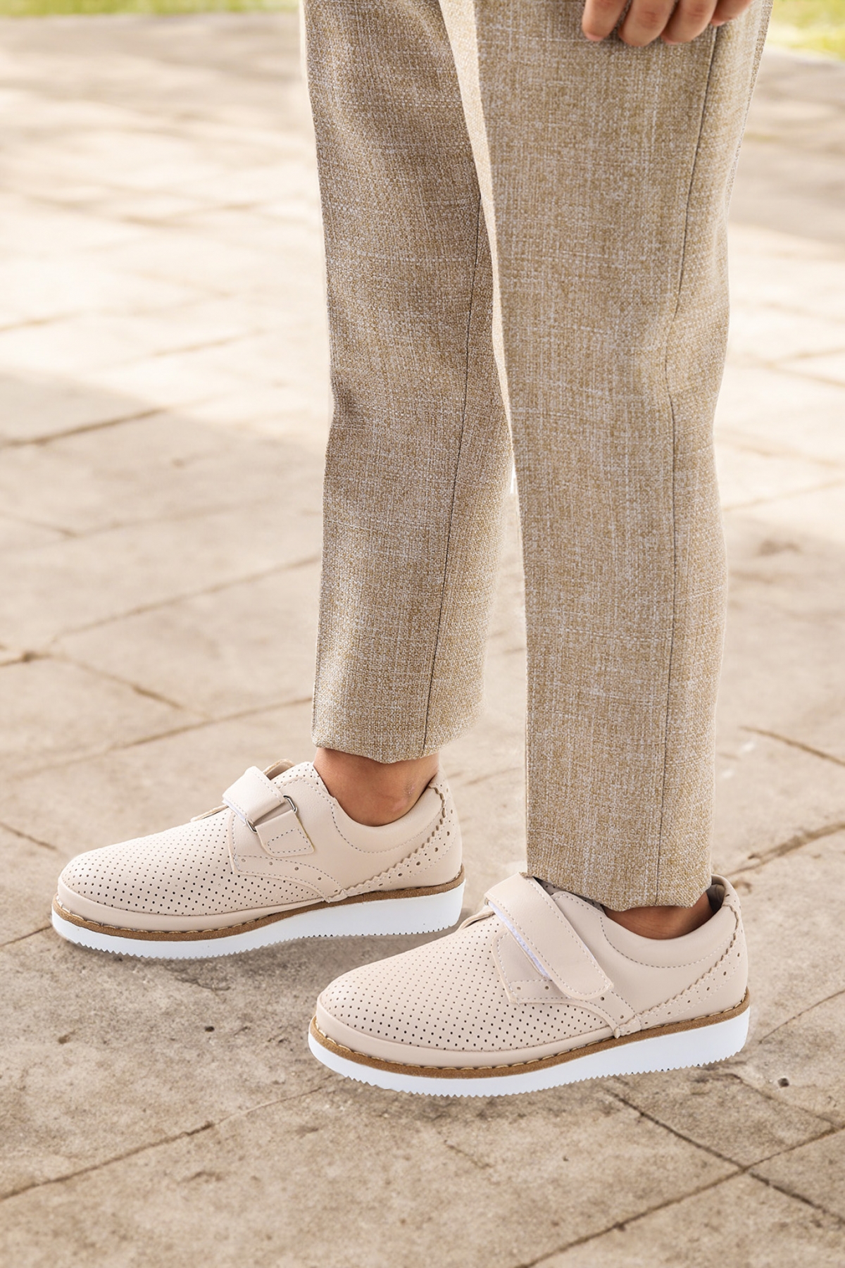 Cırtlı Erkek Çocuk Okul Sünnet Ayakkabısı 100 Cilt Bej - Görsel 3