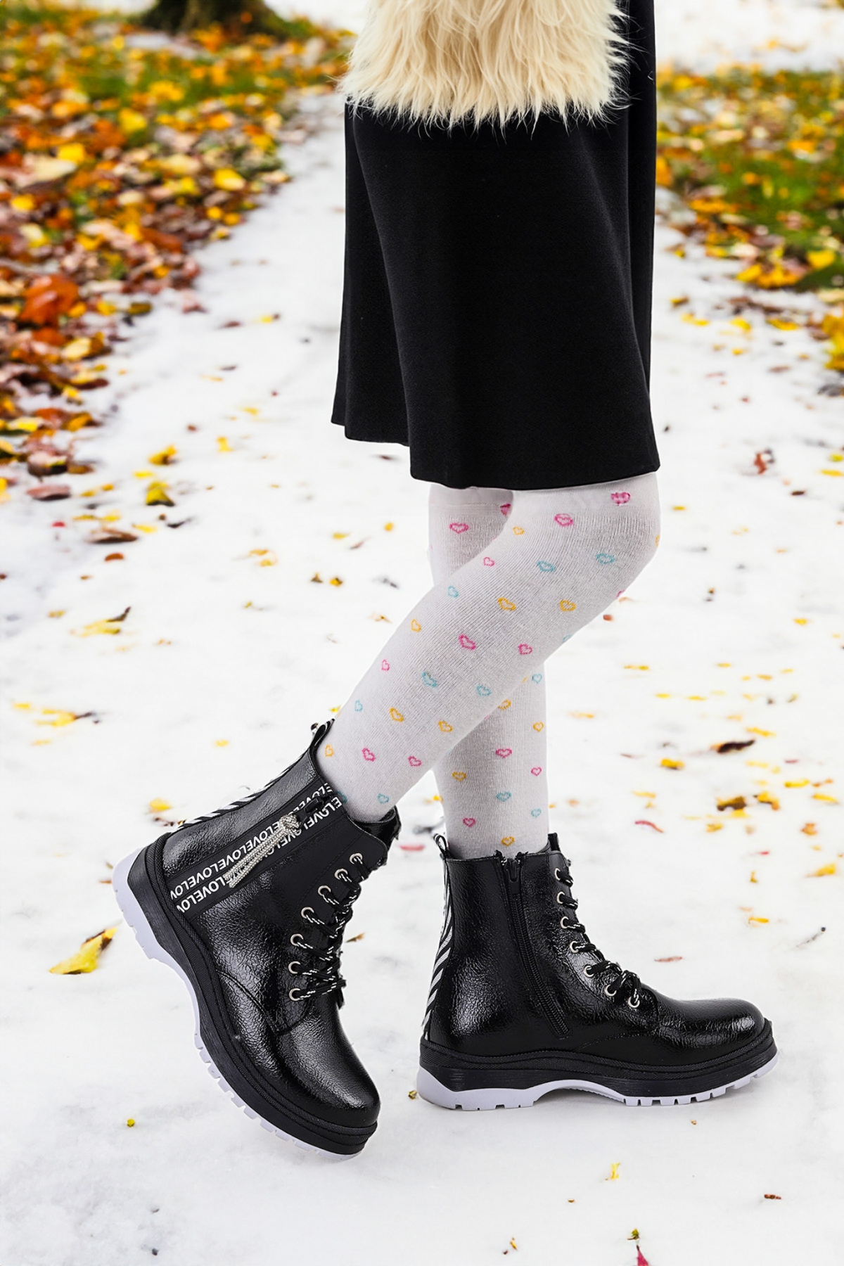 Termo Taban Kız Çocuk Bot 622 Çatlak Siyah - Görsel 2