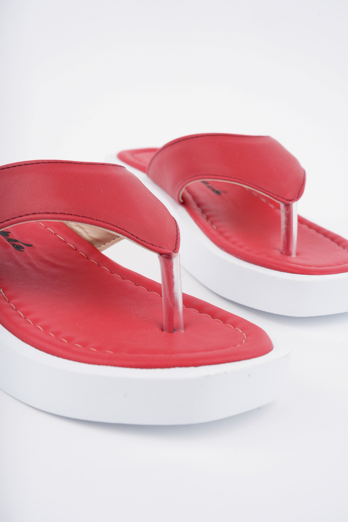 Kadın Garantili Hafif Esnek Poli Flatform Taban Parmak Arası Günlük Terlik PPL.5000 Kırmızı - Görsel 6