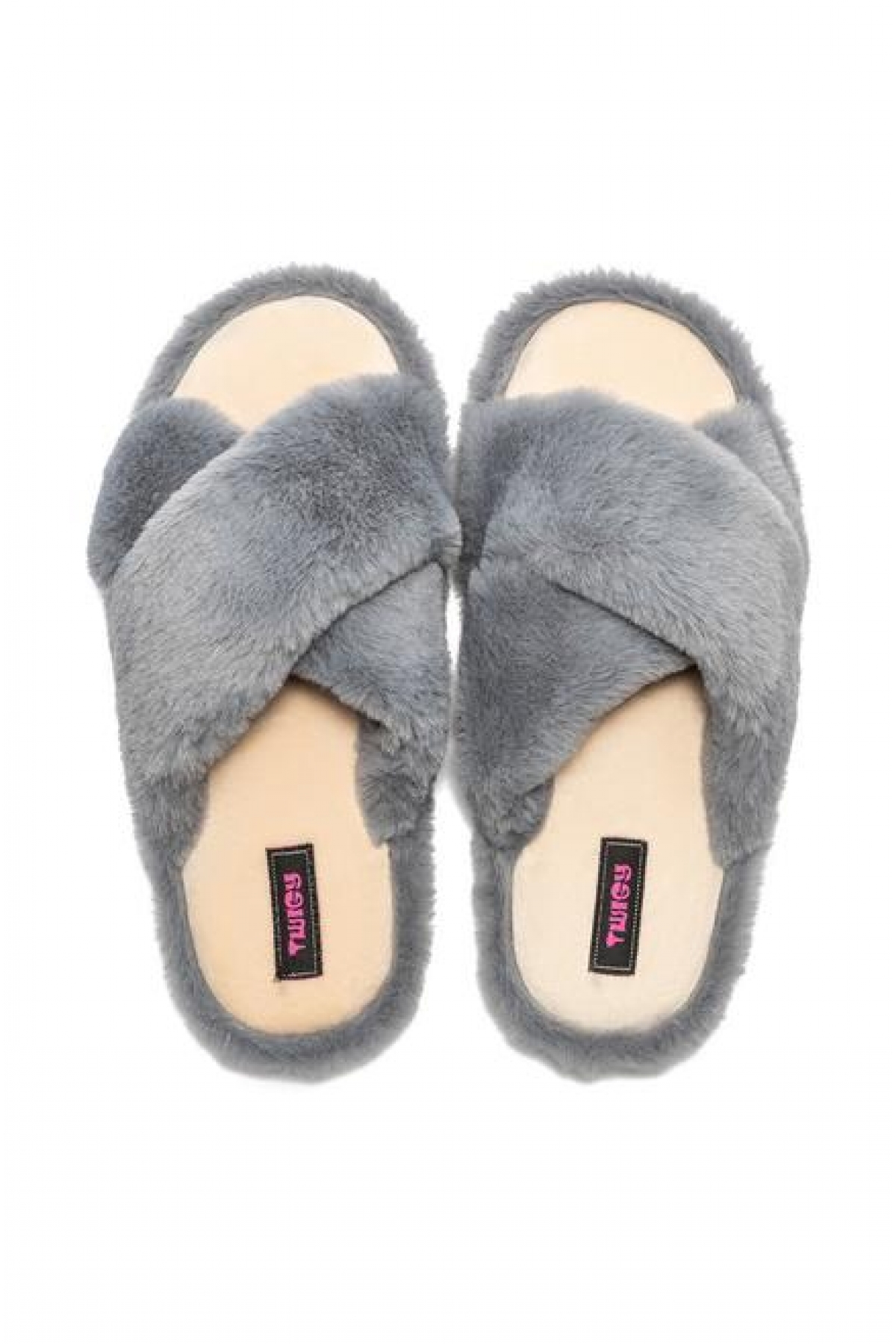 Twigy Çapraz Peluş Gri Kadın Panduf Terlik CC0183 - Görsel 4