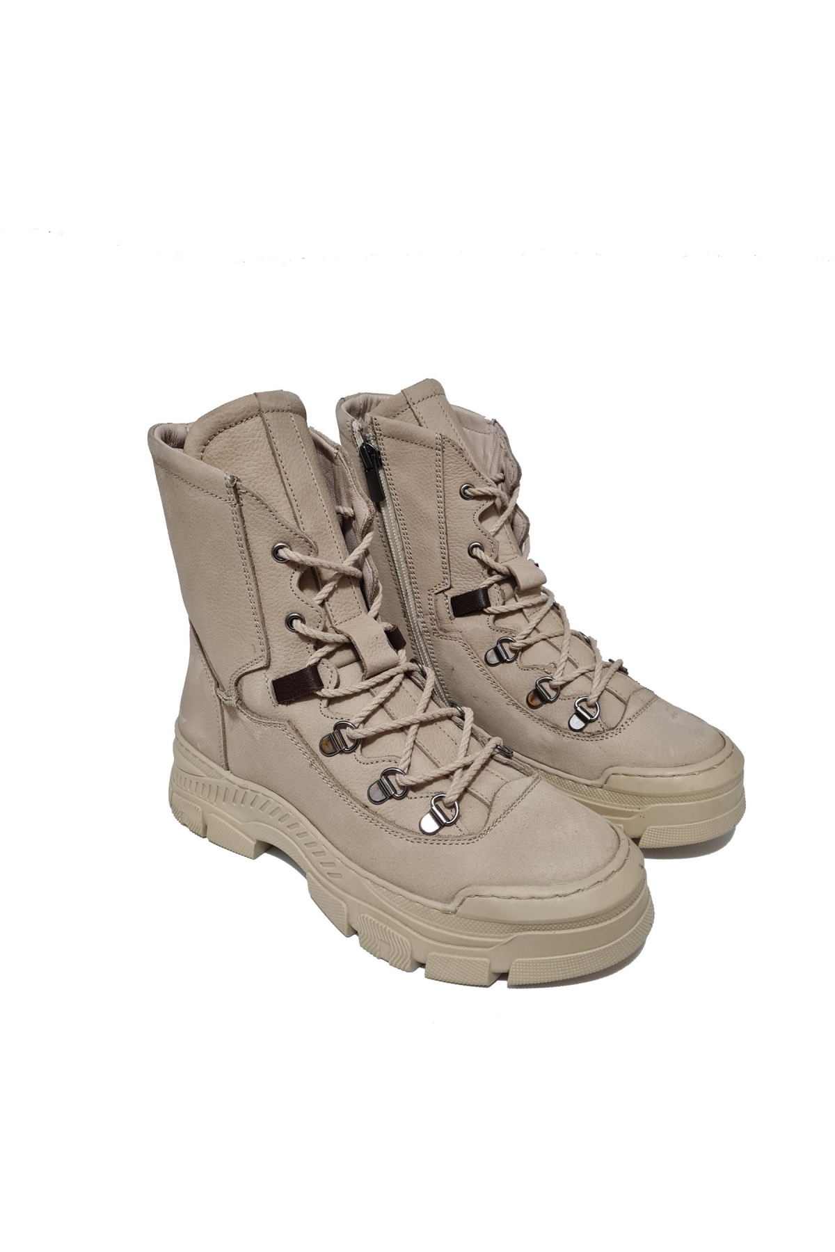 Bağcıklı Fermuarlı Hakiki Deri Rahat Kaymaz Taban Uzun Bot 8974 - Görsel 3