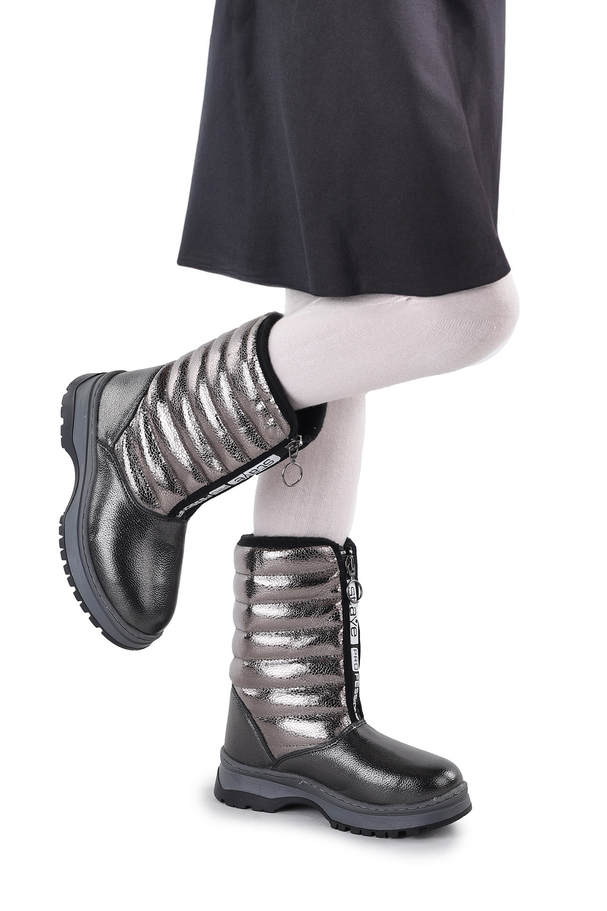 Vakko Fermuarlı Kız Çocuk Kar Botu Arz 2732 Platin - Görsel 4