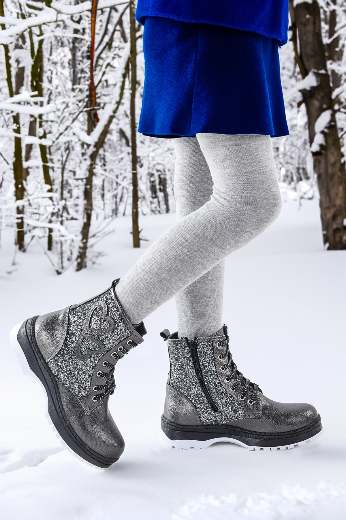 612 Vakko Termo Taban Kız Çocuk Bot Ayakkabı Platin - Görsel 2