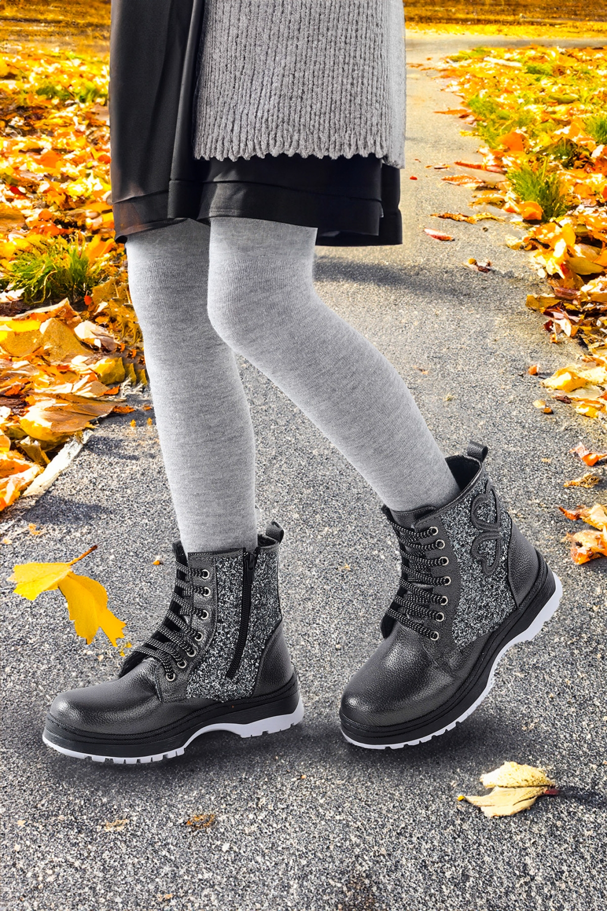 612 Vakko Termo Taban Kız Çocuk Bot Ayakkabı Platin - Görsel 3