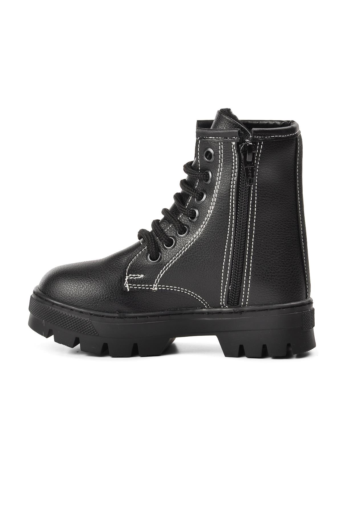 Arz 2301001-P Siyah İçi Kürklü Fermuarlı Çocuk Bot - Görsel 3