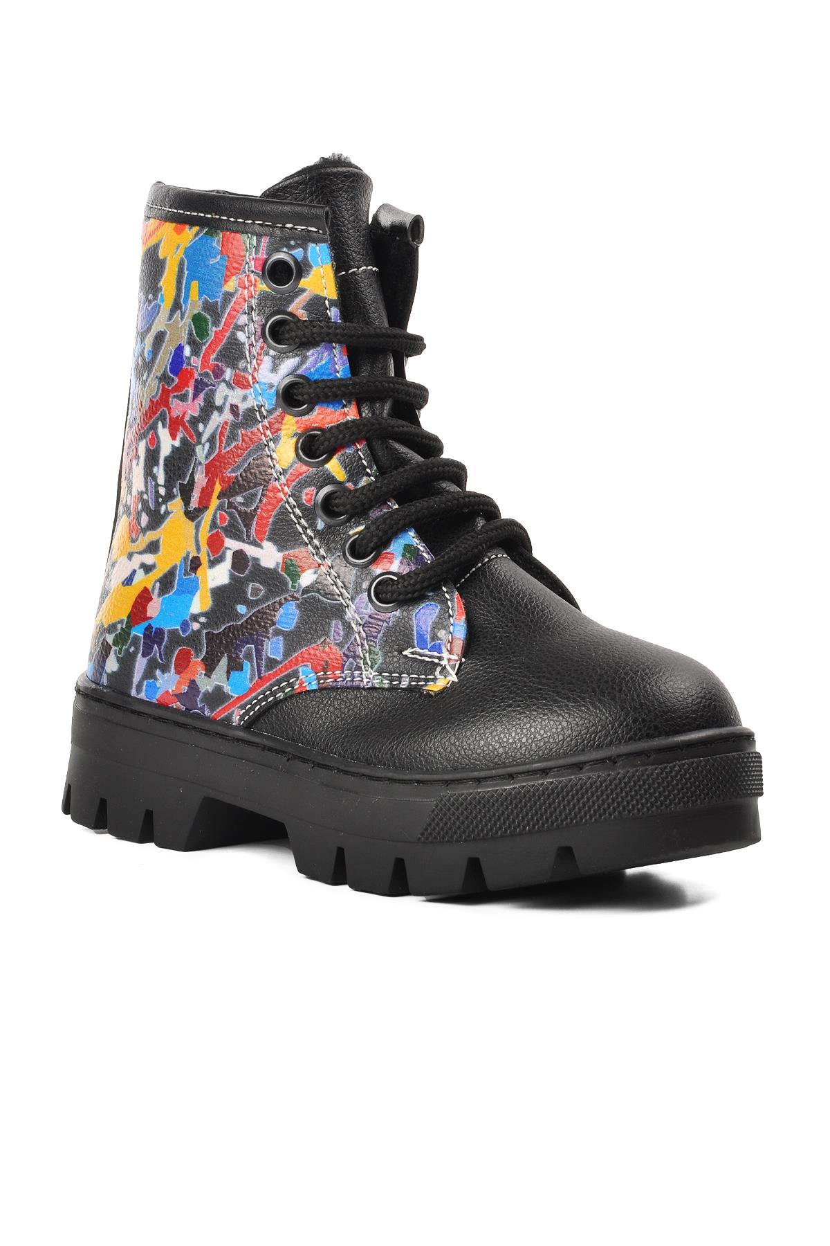 Arz 2301001-P Siyah İçi Kürklü Fermuarlı Çocuk Bot - Görsel 4