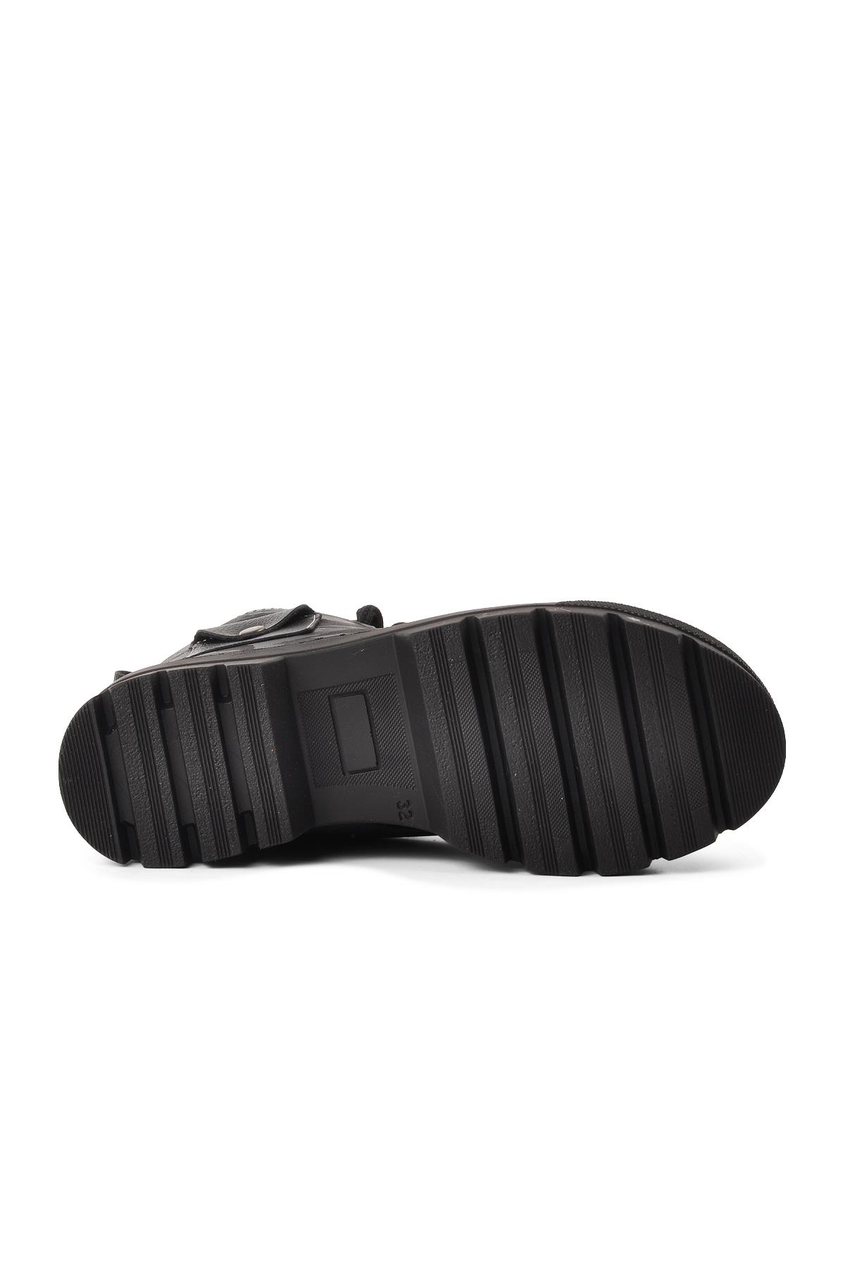 Arz 2301003-F Siyah-Gri Kamuflaj İçi Kürklü Fermuarlı Çocuk Bot - Görsel 6