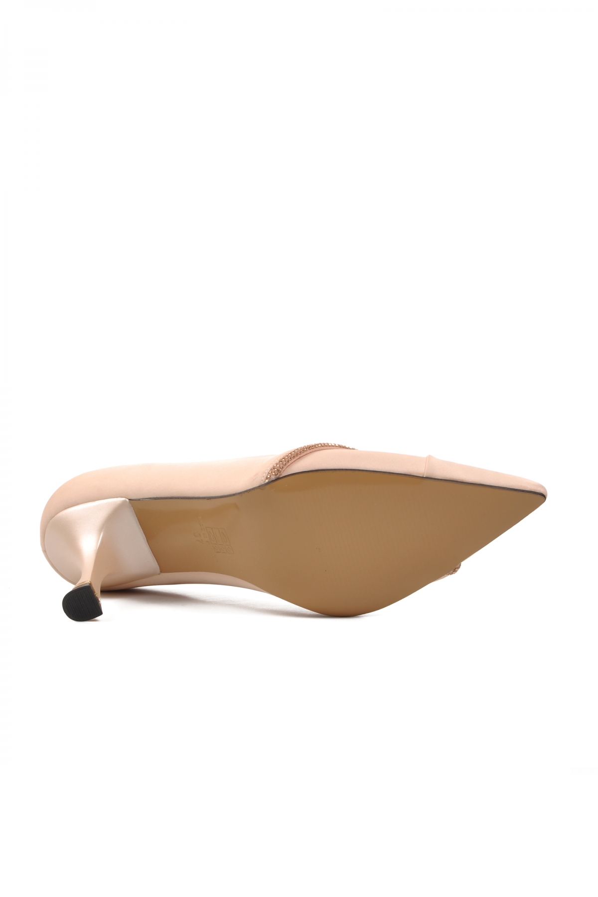 312039 Bej Saten Kadın Stiletto - Görsel 6