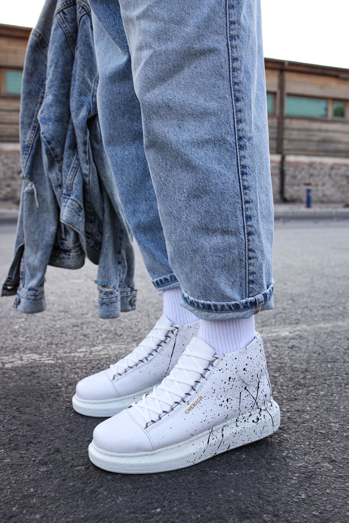 CH263 CBT Lyse Erkek Ayakkabı 454 BEYAZ / SIYAH SPLASH - Görsel 3