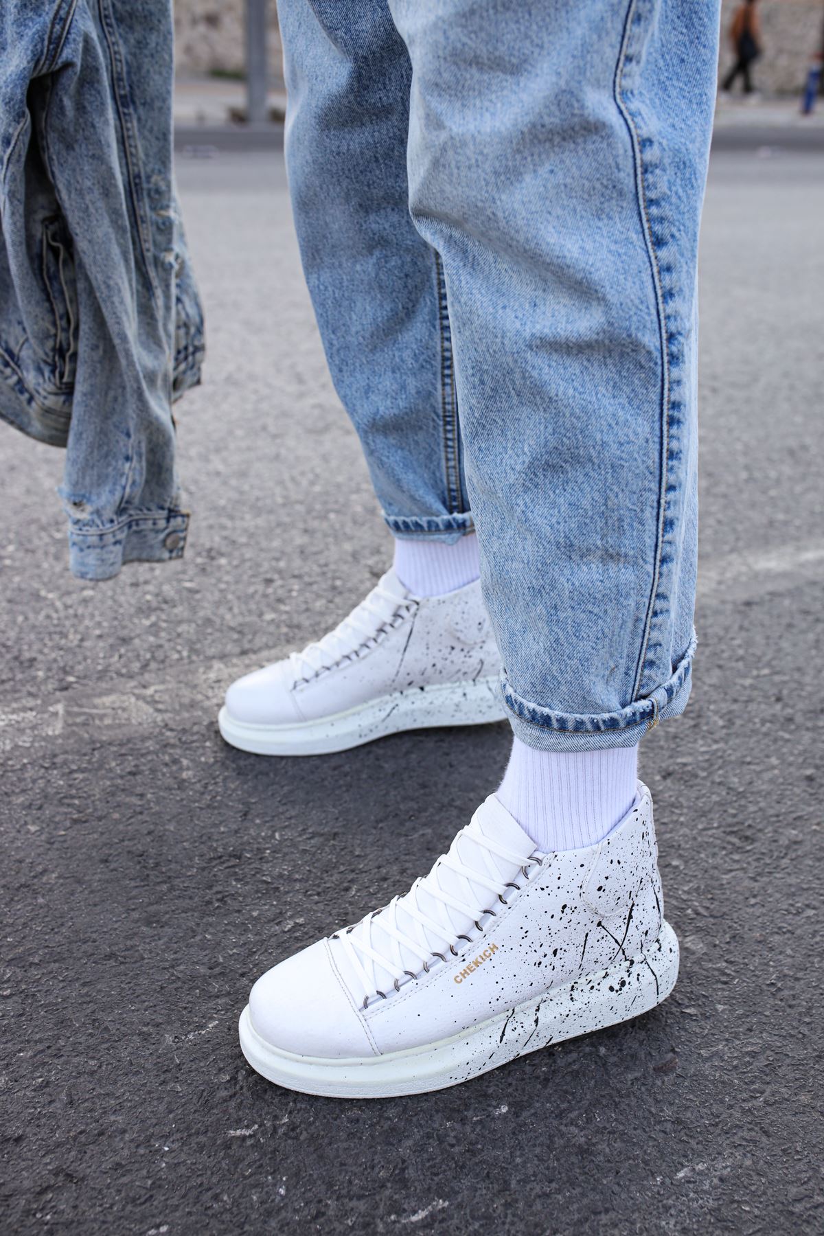 CH263 CBT Lyse Erkek Ayakkabı 454 BEYAZ / SIYAH SPLASH - Görsel 4