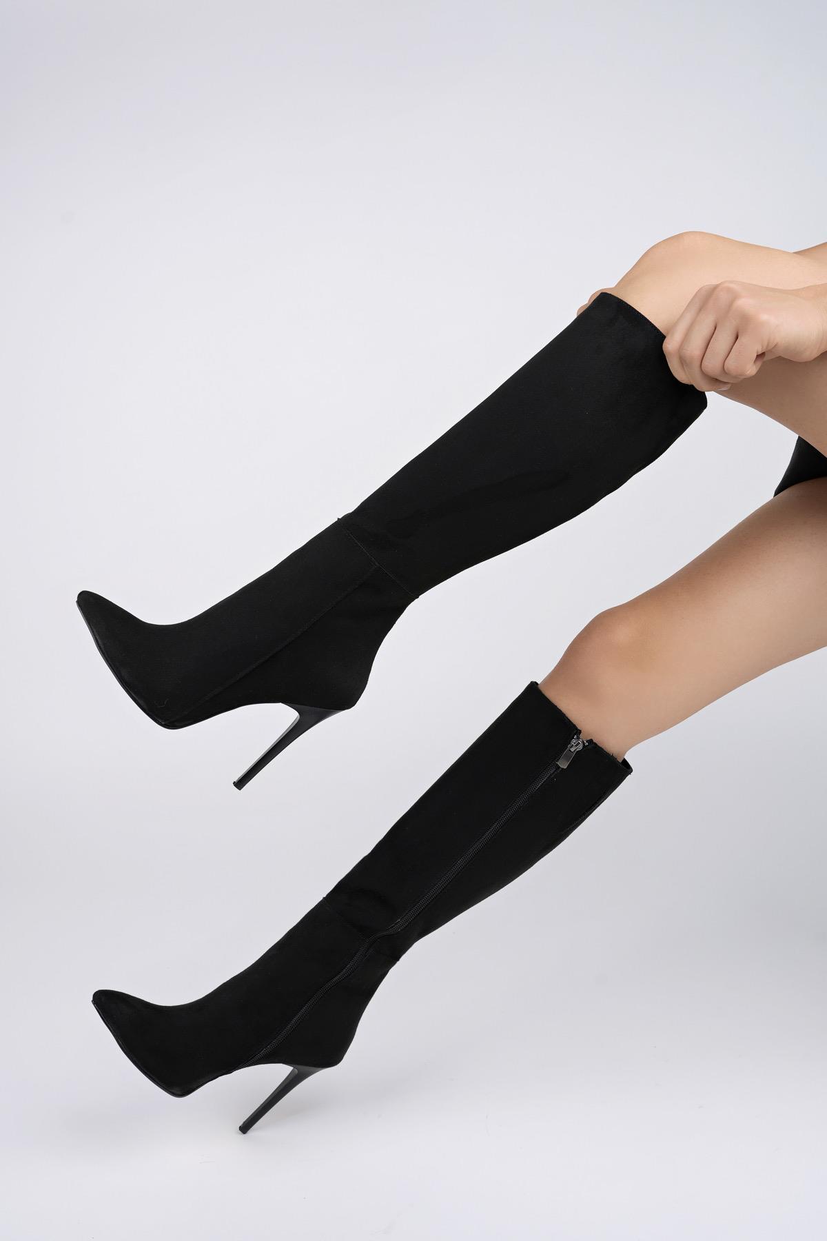 Floransa Garantili Kadın İnce Topuklu Sivri Burun Yandan Fermuarlı Çizme - Görsel 3