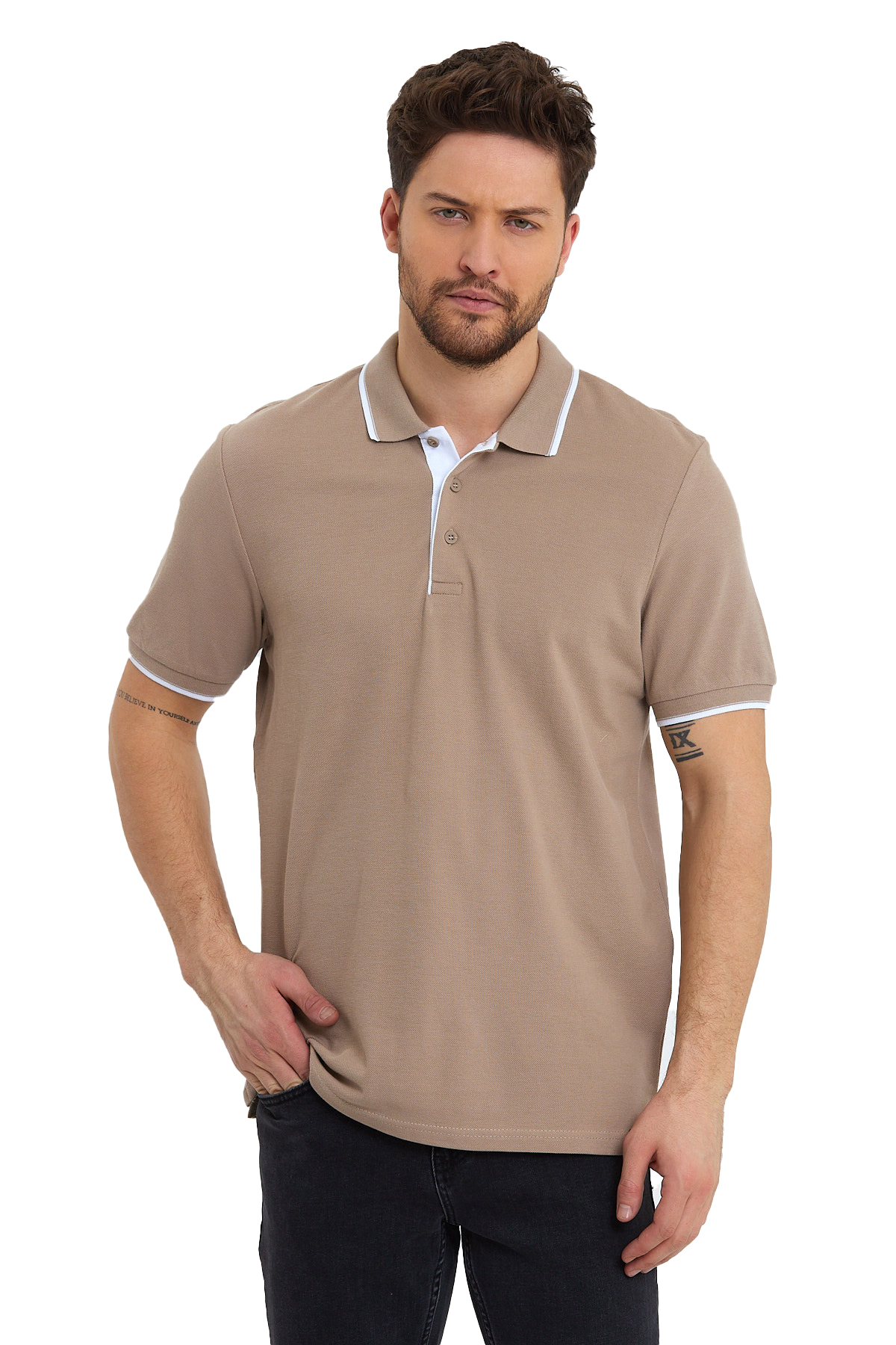 Polo Yaka T-Shirt Kol ve Yaka Çizgili RD23YE272118