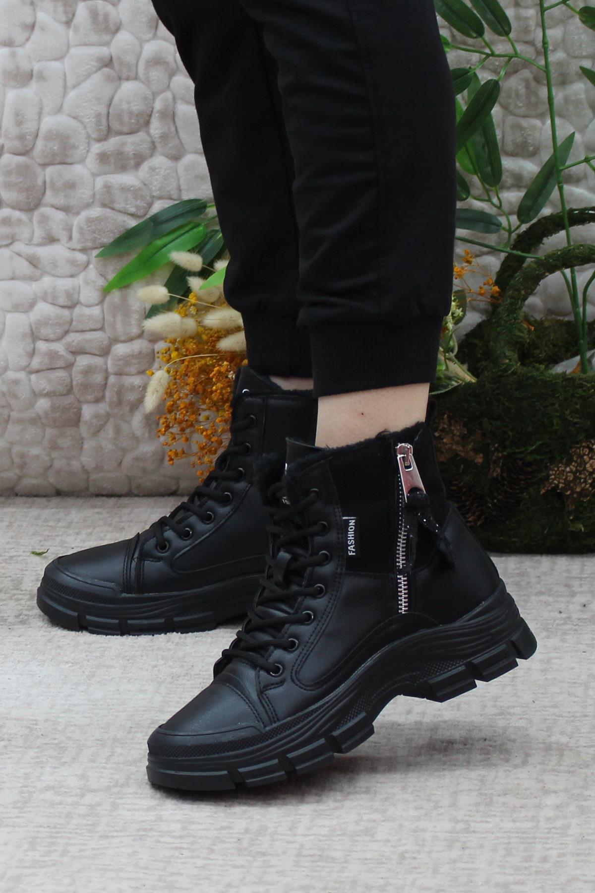 5428 Fashıon Kaymaz Taban İçi Kürklü Kadın Bot - Görsel 4