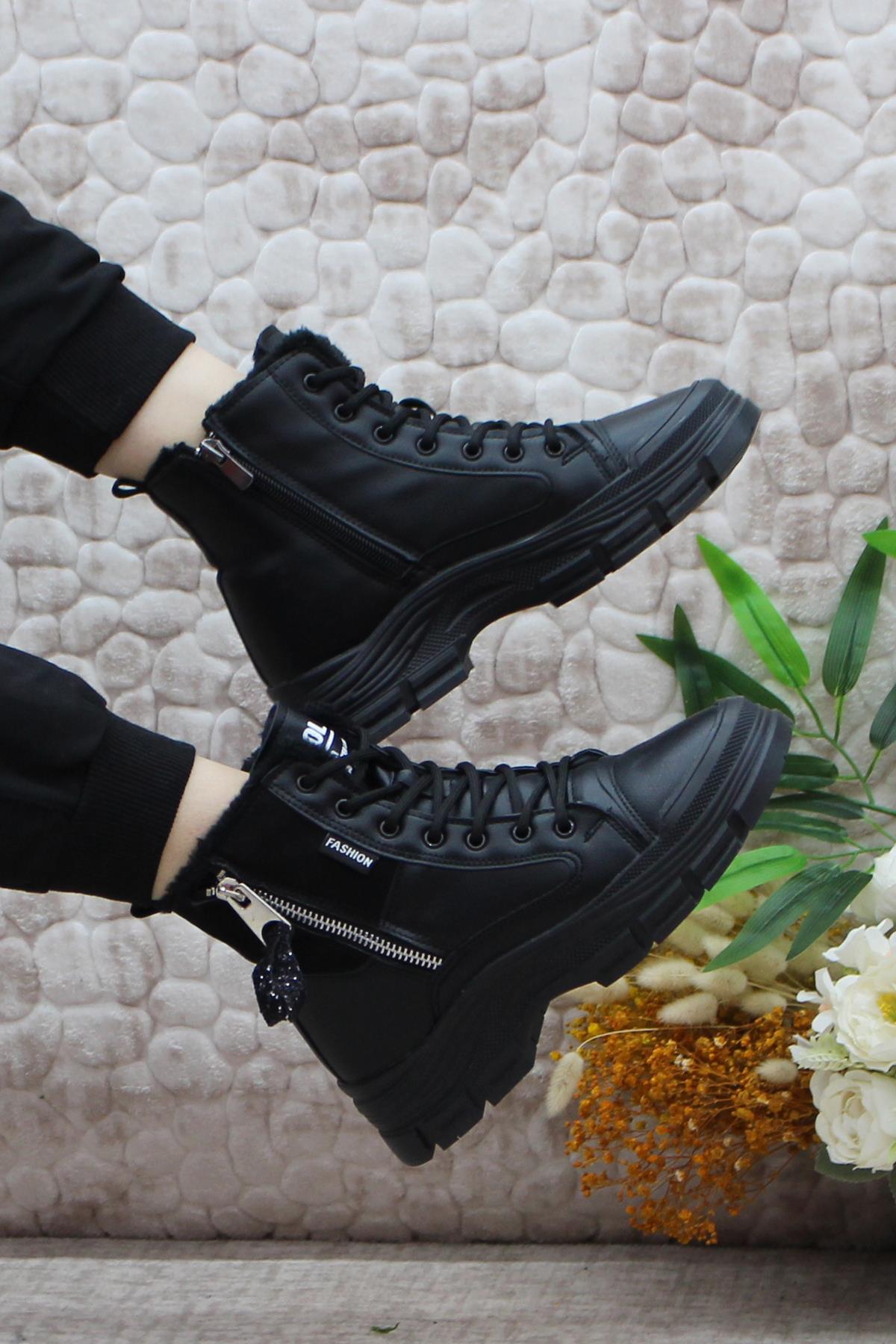 5428 Fashıon Kaymaz Taban İçi Kürklü Kadın Bot - Görsel 5