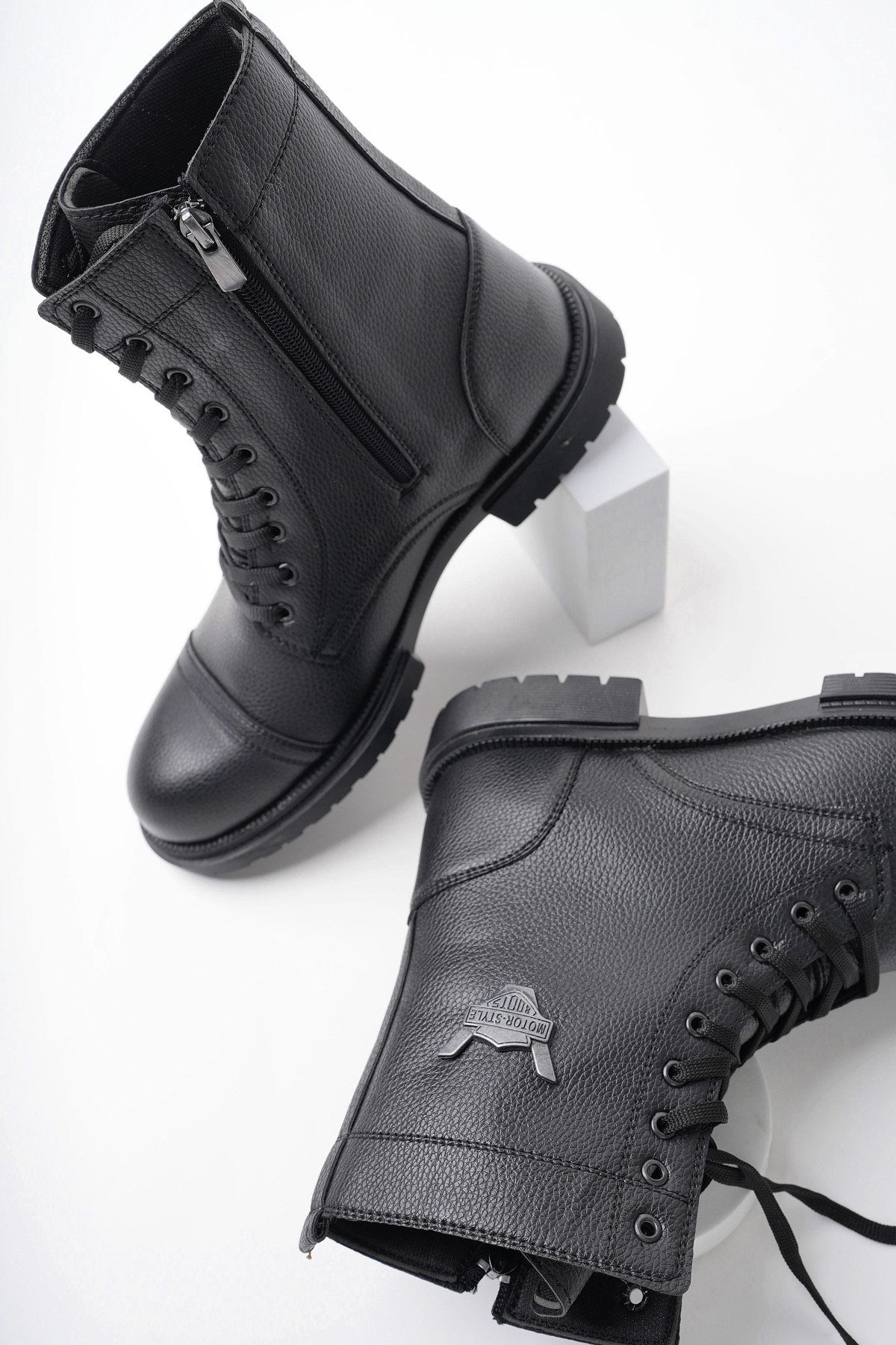 Su ve Soğuk Geçirmez Kauçuk Taban Fermuarlı Kışlık Garantili Erkek Bot FM.440 SİYAH - Görsel 5