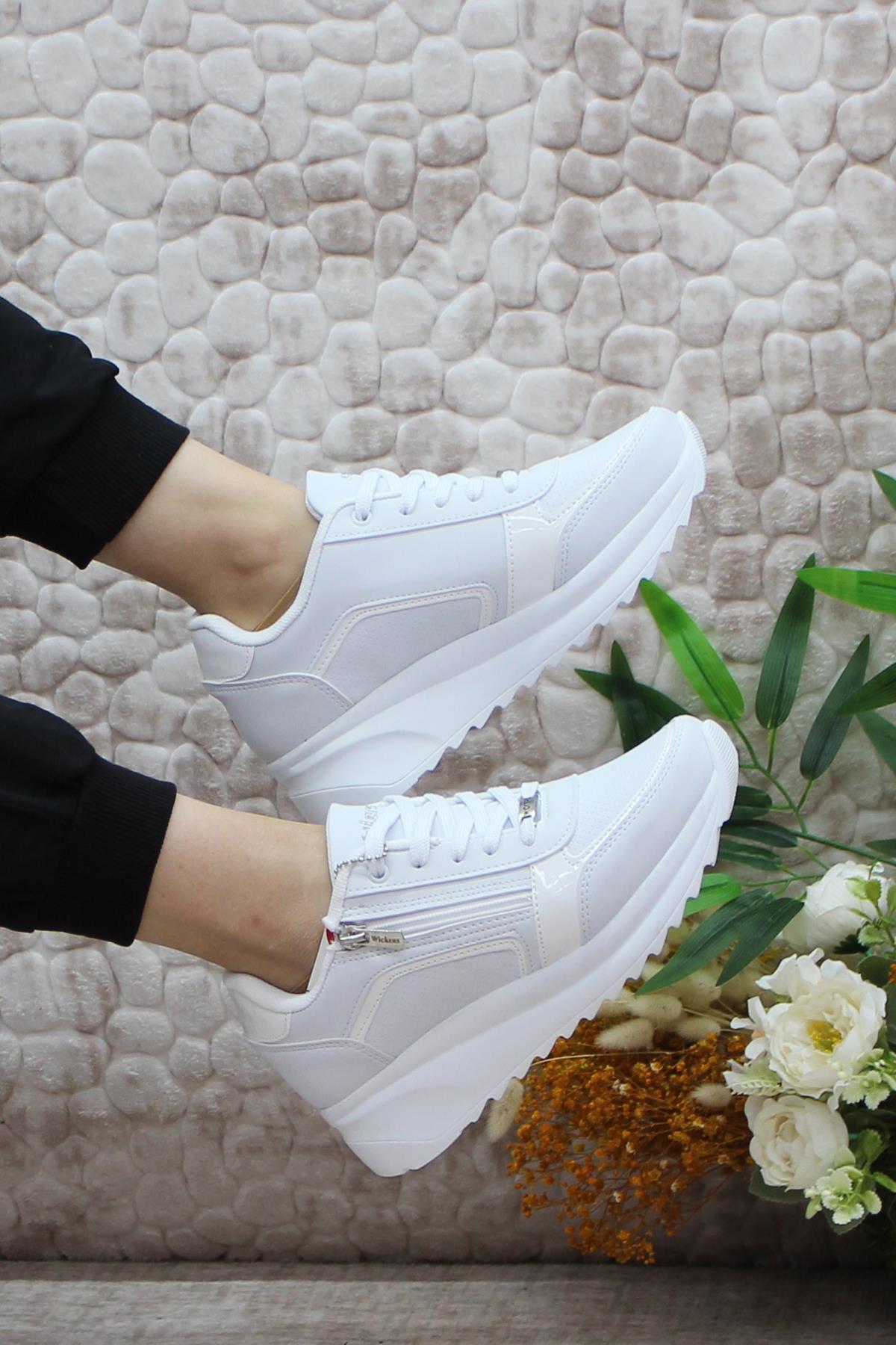 2161 Anatomik Fermuarlı Bağçıklı Dolgu Taban Kadın Spor Ayakkabı - Görsel 5