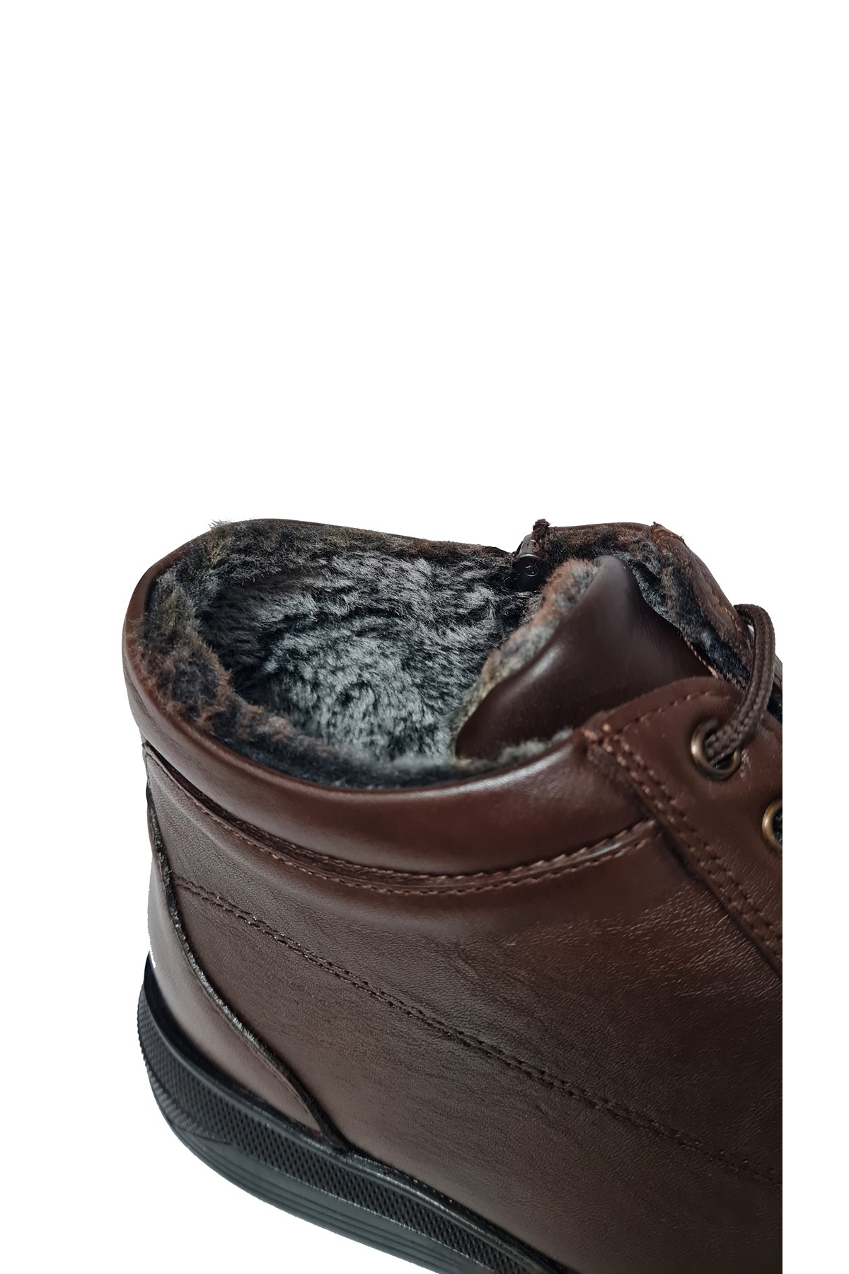 Erkek %100 Hakiki/Gerçek Deri İçi Kürklü Bağcıklı Fermuarlı Kaymaz Taban Günlük Bot 203 - Görsel 5