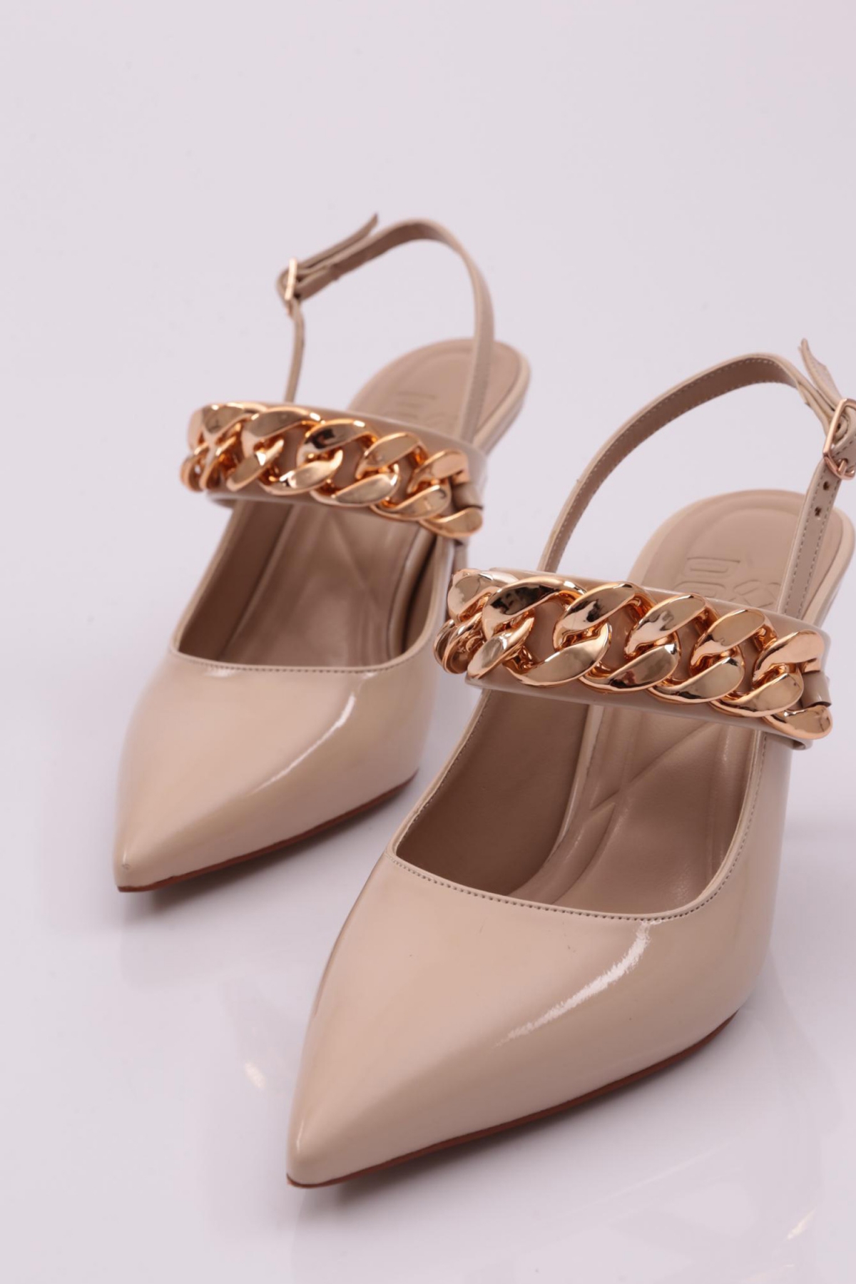 605 Kadin Aksesuarli Bantli Topuklu Ayakkabi - Görsel 5