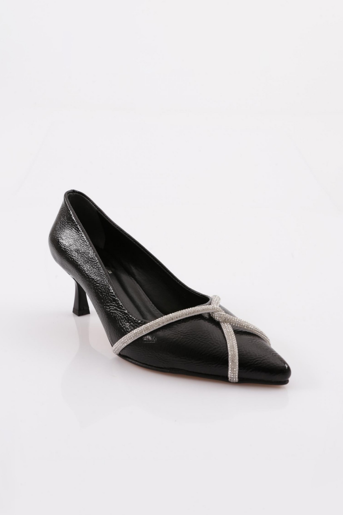 Fb-46 Kadin Silver Taşli Bantli Topuklu Ayakkabi - Görsel 3