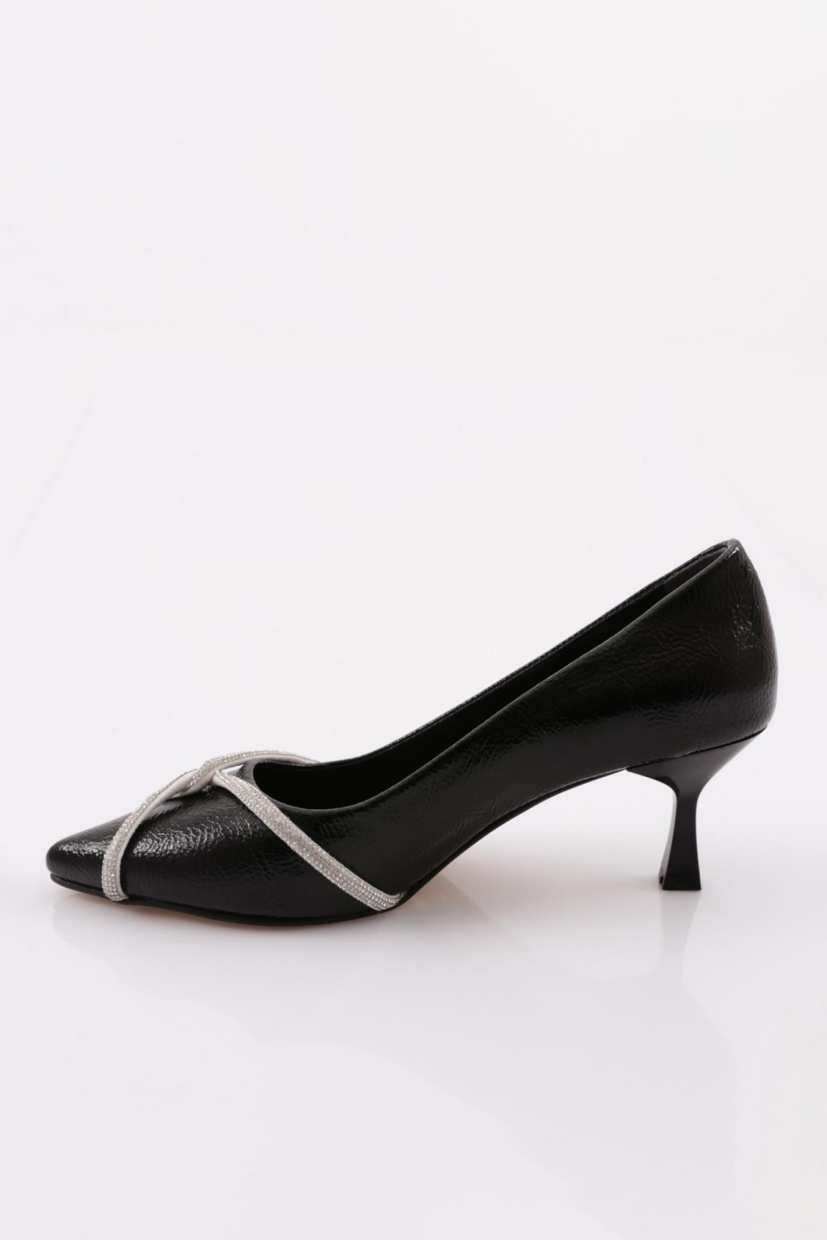 Fb-46 Kadin Silver Taşli Bantli Topuklu Ayakkabi - Görsel 4