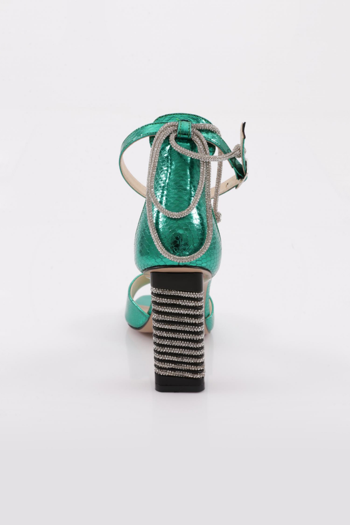 1003 Kadin Arkasi Taş İpli Bilekten Bağlama Topuklu Ayakkabi - Görsel 5