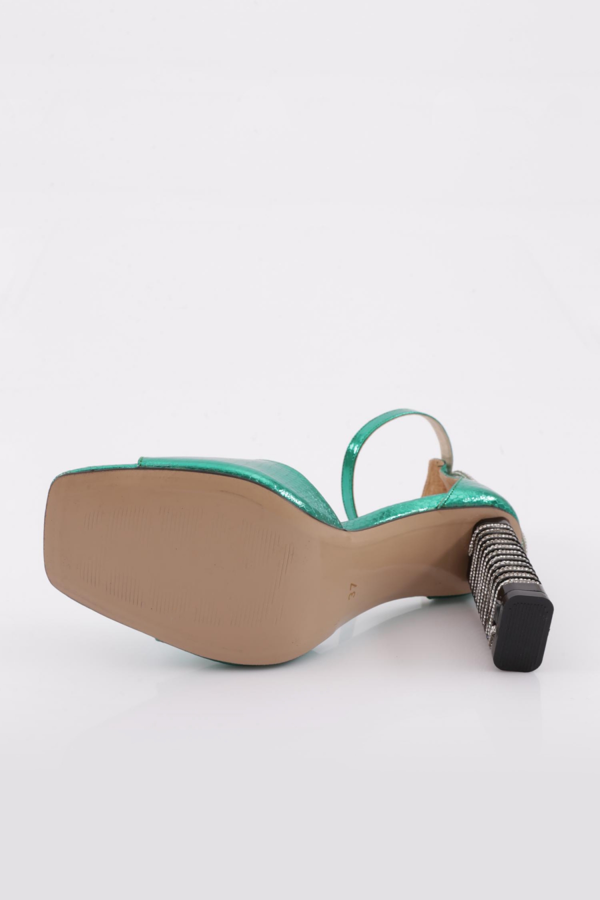 1003 Kadin Arkasi Taş İpli Bilekten Bağlama Topuklu Ayakkabi - Görsel 6