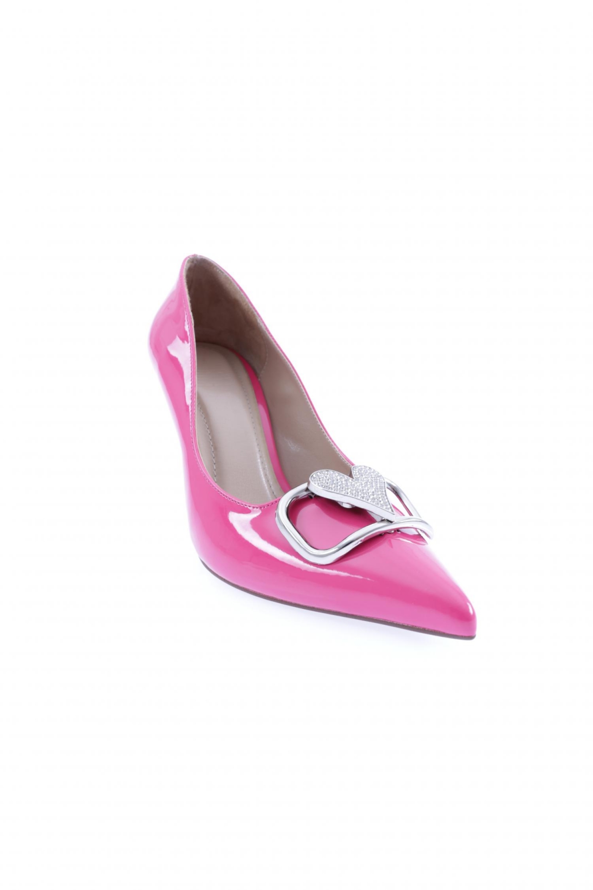 7024-22Y Kadin Sivri Burun Metal Kalp Tokali Topuklu Ayakkabi - Görsel 3