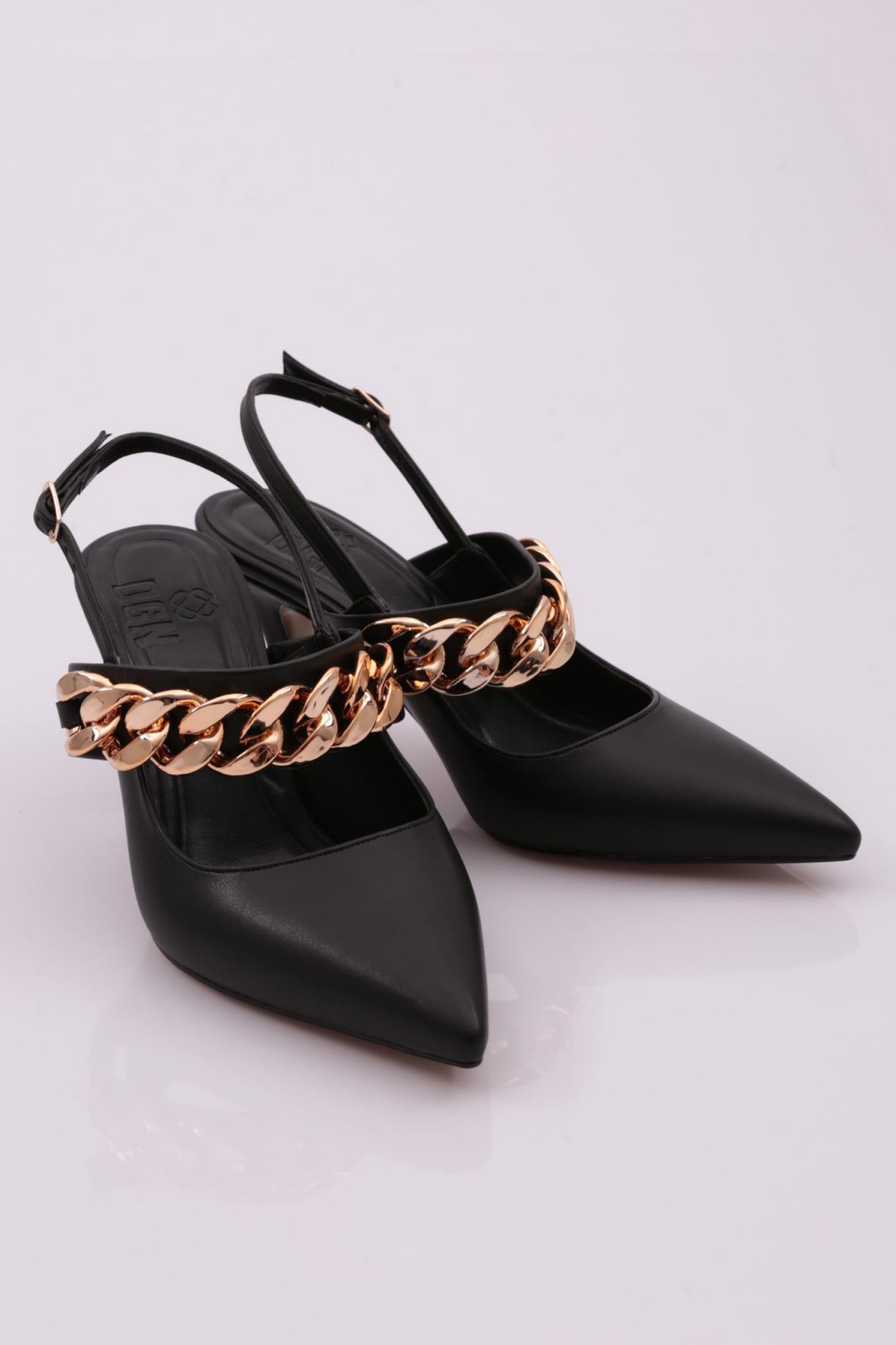 605 Kadin Aksesuarli Bantli Topuklu Ayakkabi - Görsel 3