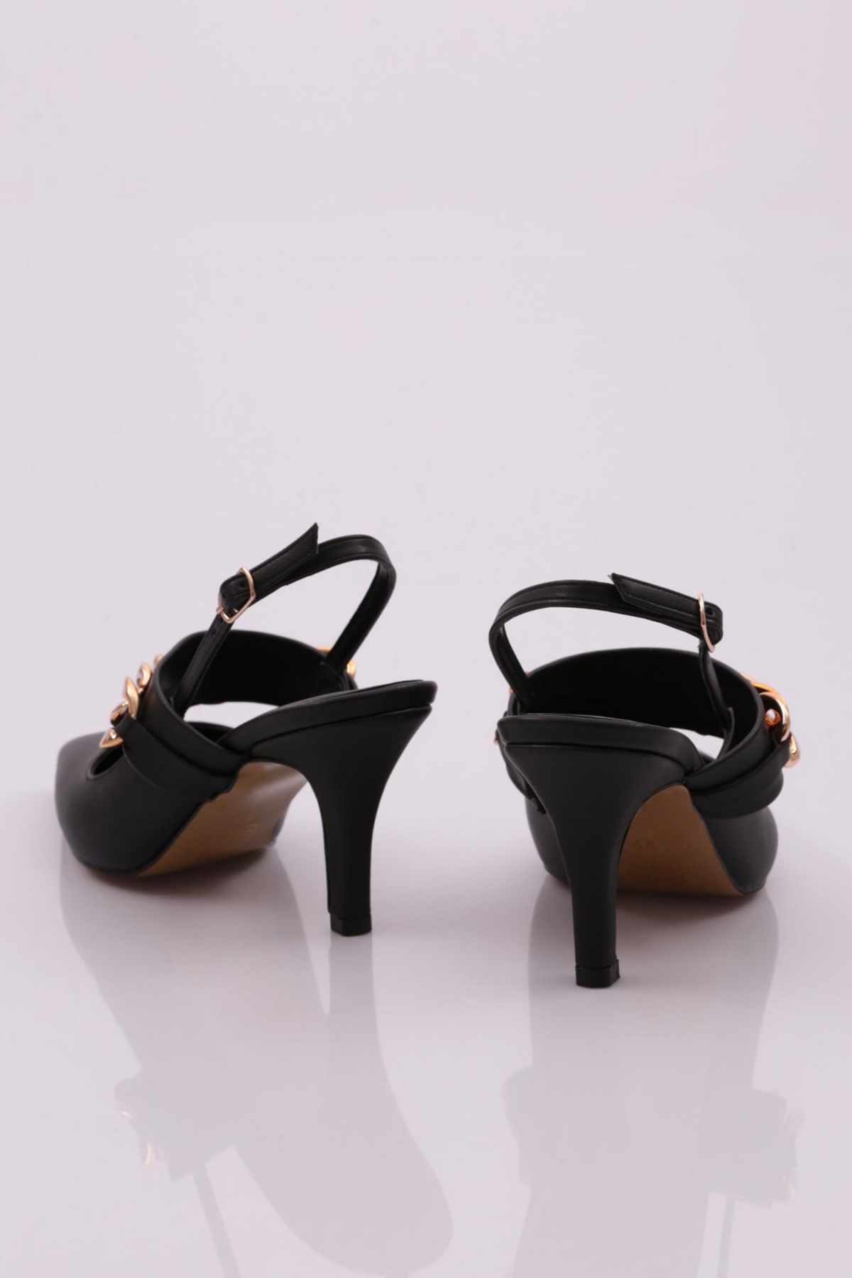 605 Kadin Aksesuarli Bantli Topuklu Ayakkabi - Görsel 4