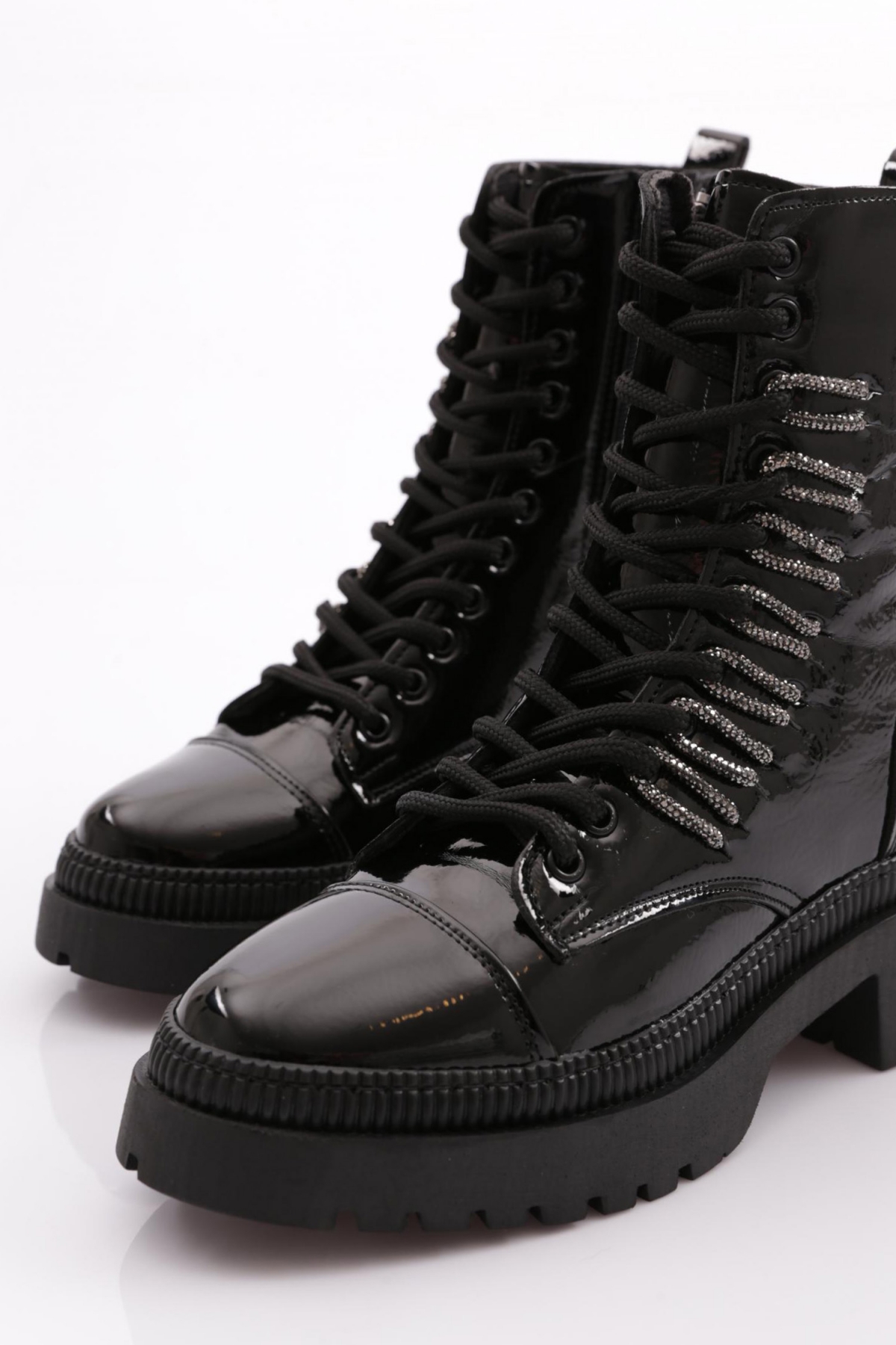 K9075 Kadin Bağcikli Silver Taş Bağcikli Bot - Görsel 5