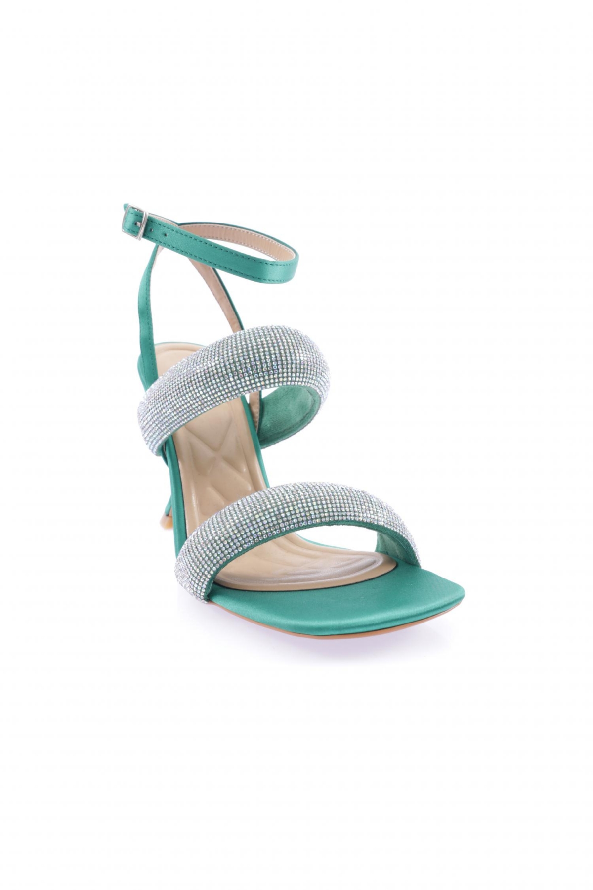 8033-23Y Kadin Silver Taş Bantli Bilekten Bağli Topuklu Ayakkabi - Görsel 3