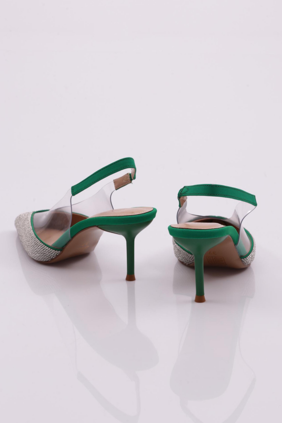 1773 Kadin Önü Taş İşlemeli Arkasi Açik Topuklu Ayakkabi - Görsel 4