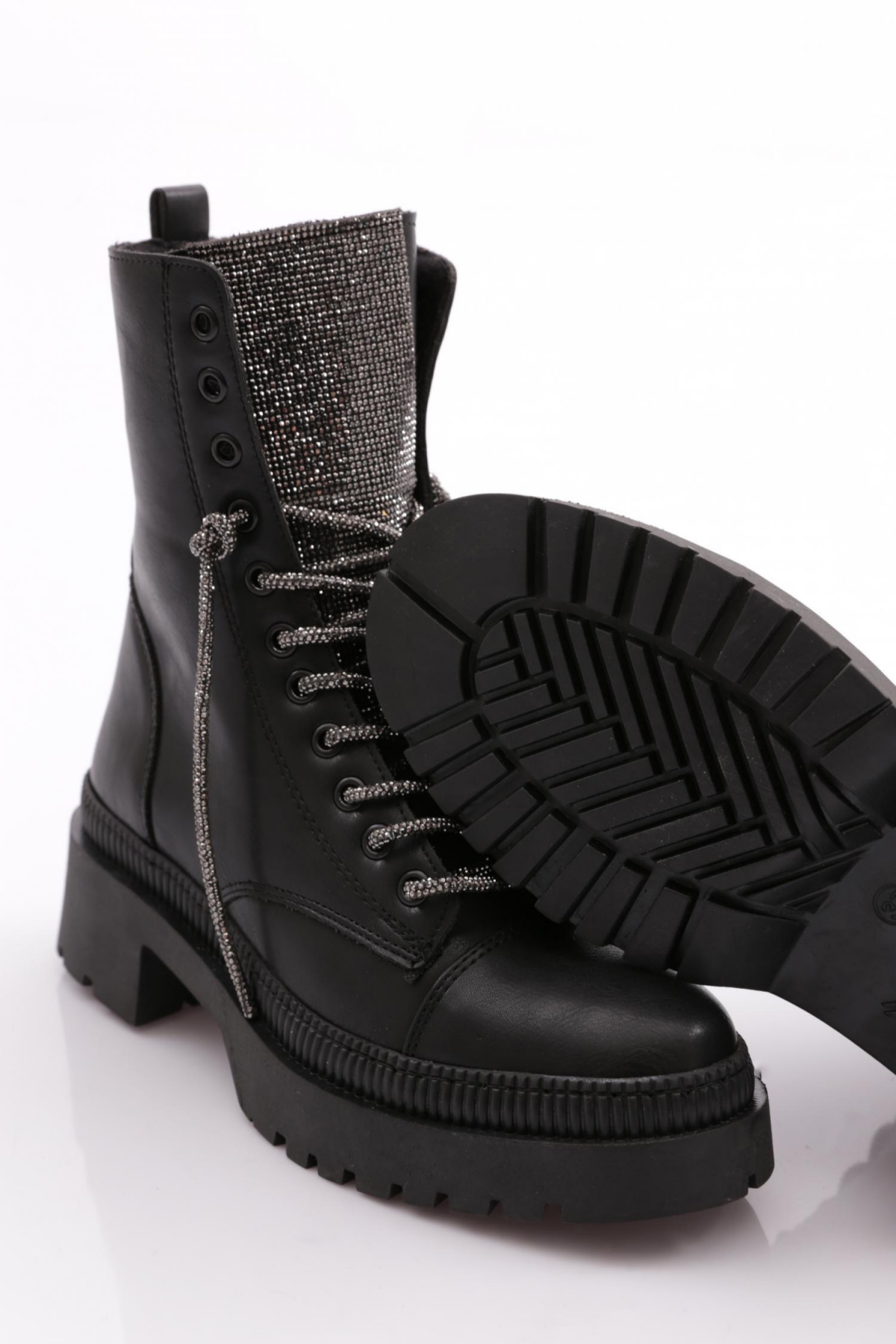 K9018 Kadin Bağcikli Kristal Taşli Postal Bot - Görsel 5