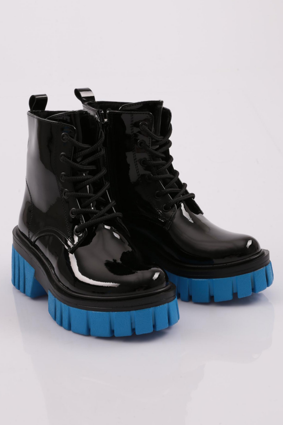 Es805 Kadin Kalin Taban Bağcikli Topuklu Bot - Görsel 3