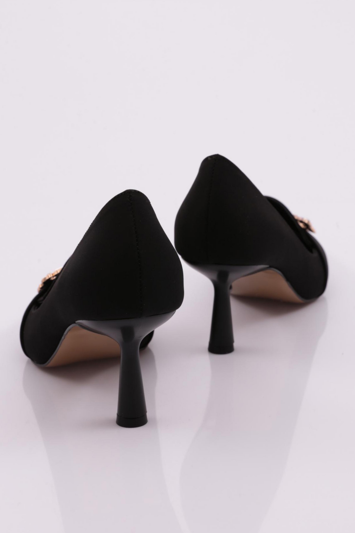 37020 Kadin Kare Taş Süsleme Topuklu Ayakkabi - Görsel 4