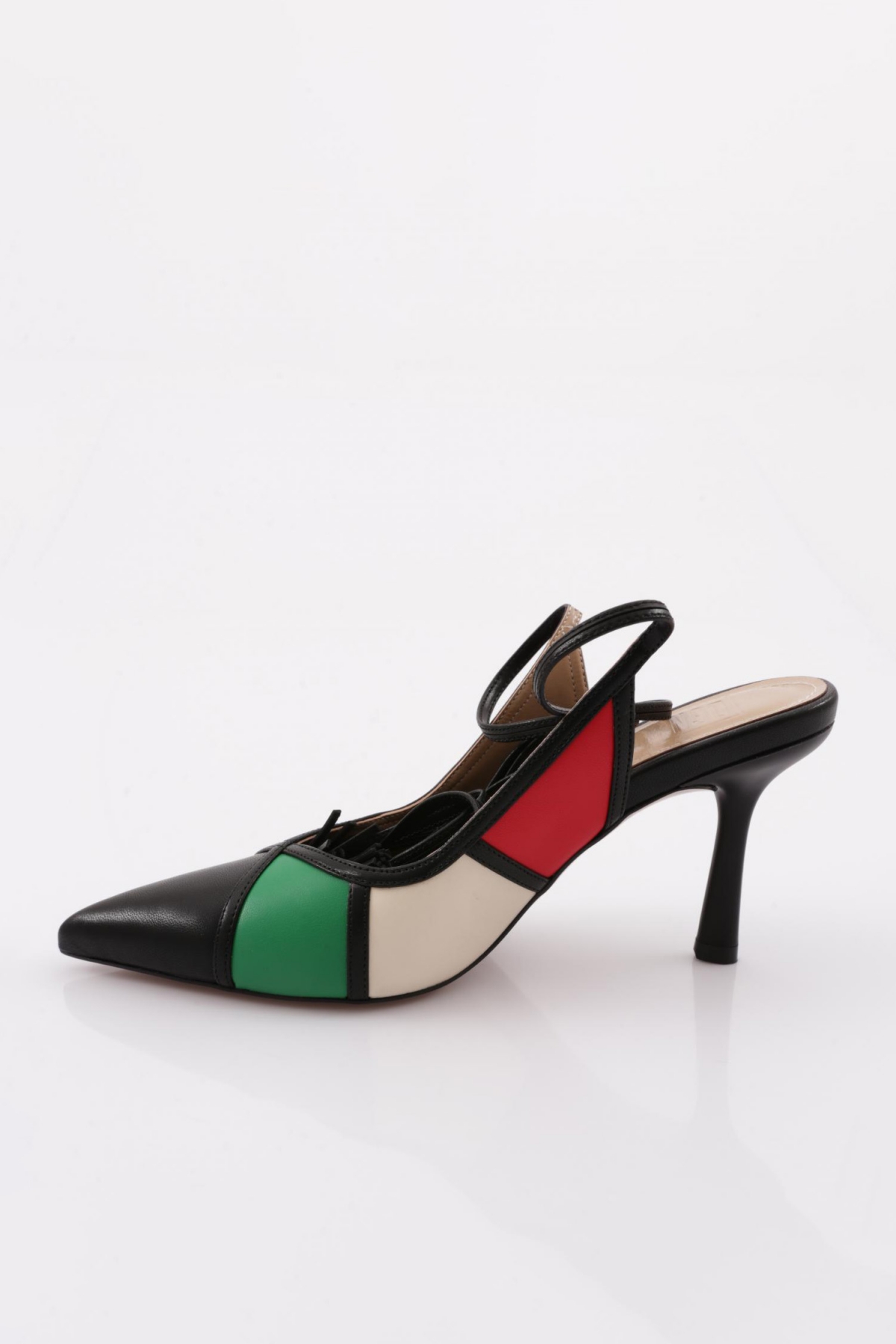 7032-22Y Kadin Sivri Burun Bilekten Bağlamali Renkli Topuklu Ayakkabi - Görsel 4