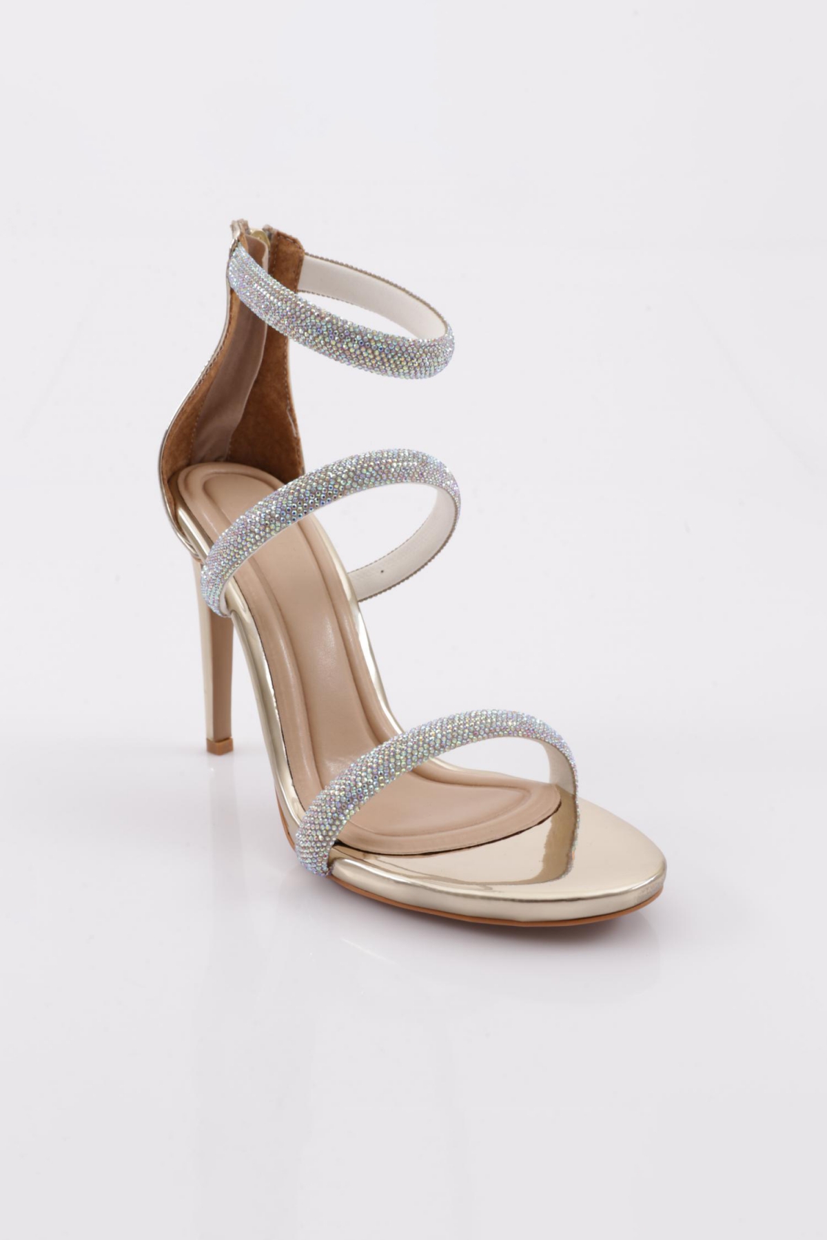 2001 Kadin Teş İşlemeli Bilekten Bağlamali Topuklu Ayakkabi - Görsel 3